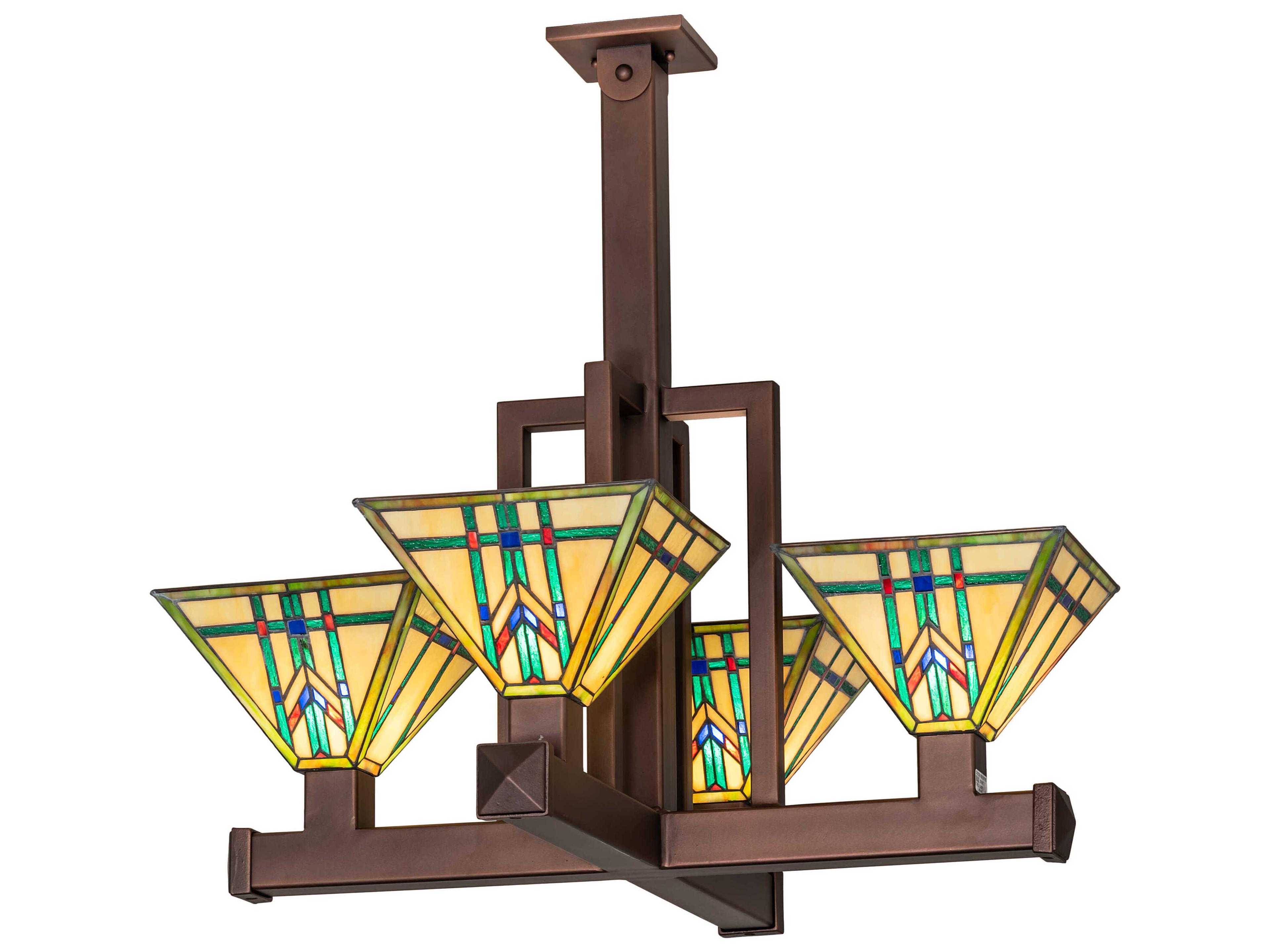 Meyda Prairie Wheat 4-Light Steel Glass Tiffany Chandelier