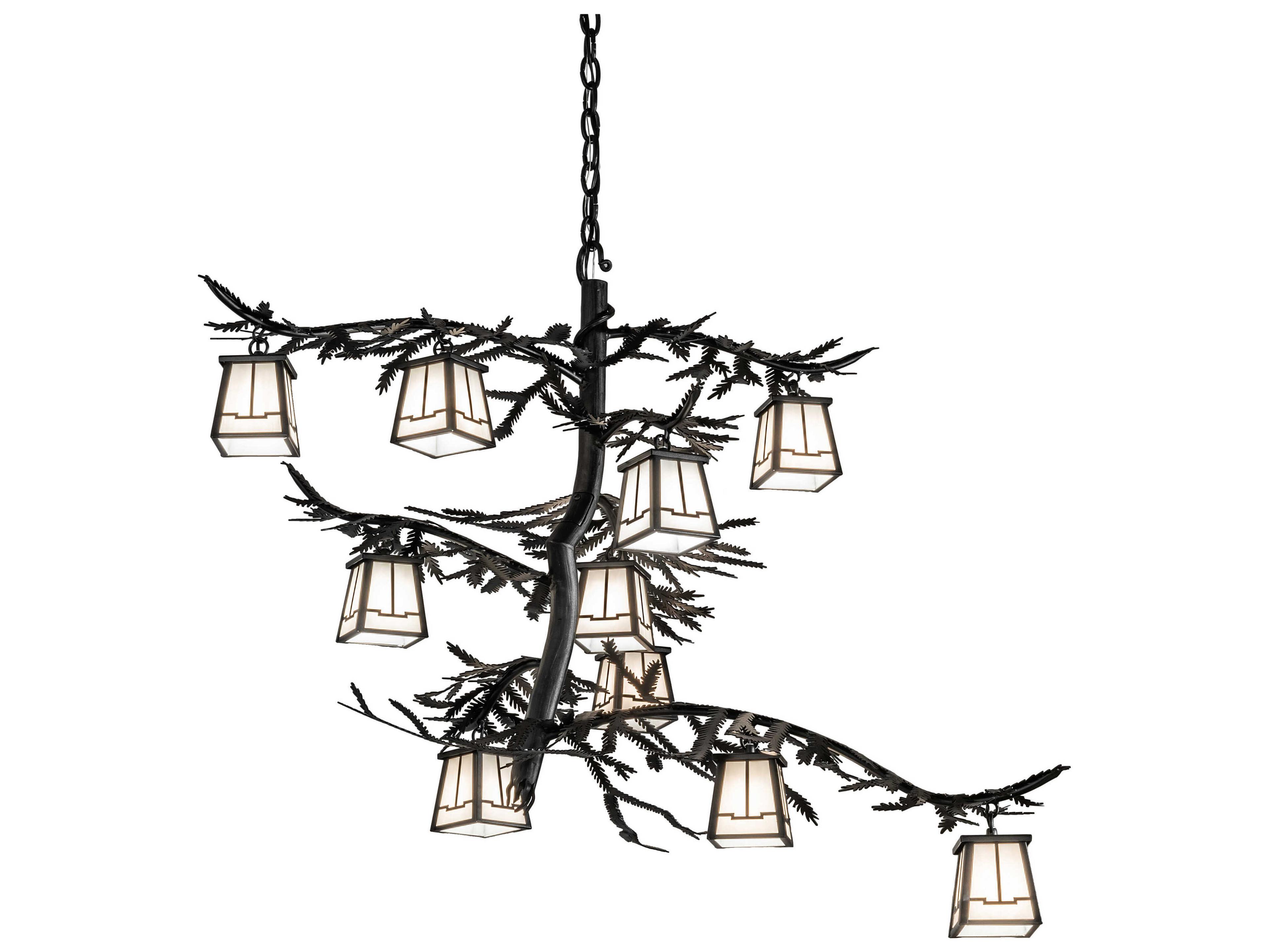 Meyda Pine Branch Valley View 10-Light Black Glass Tiered Chandelier