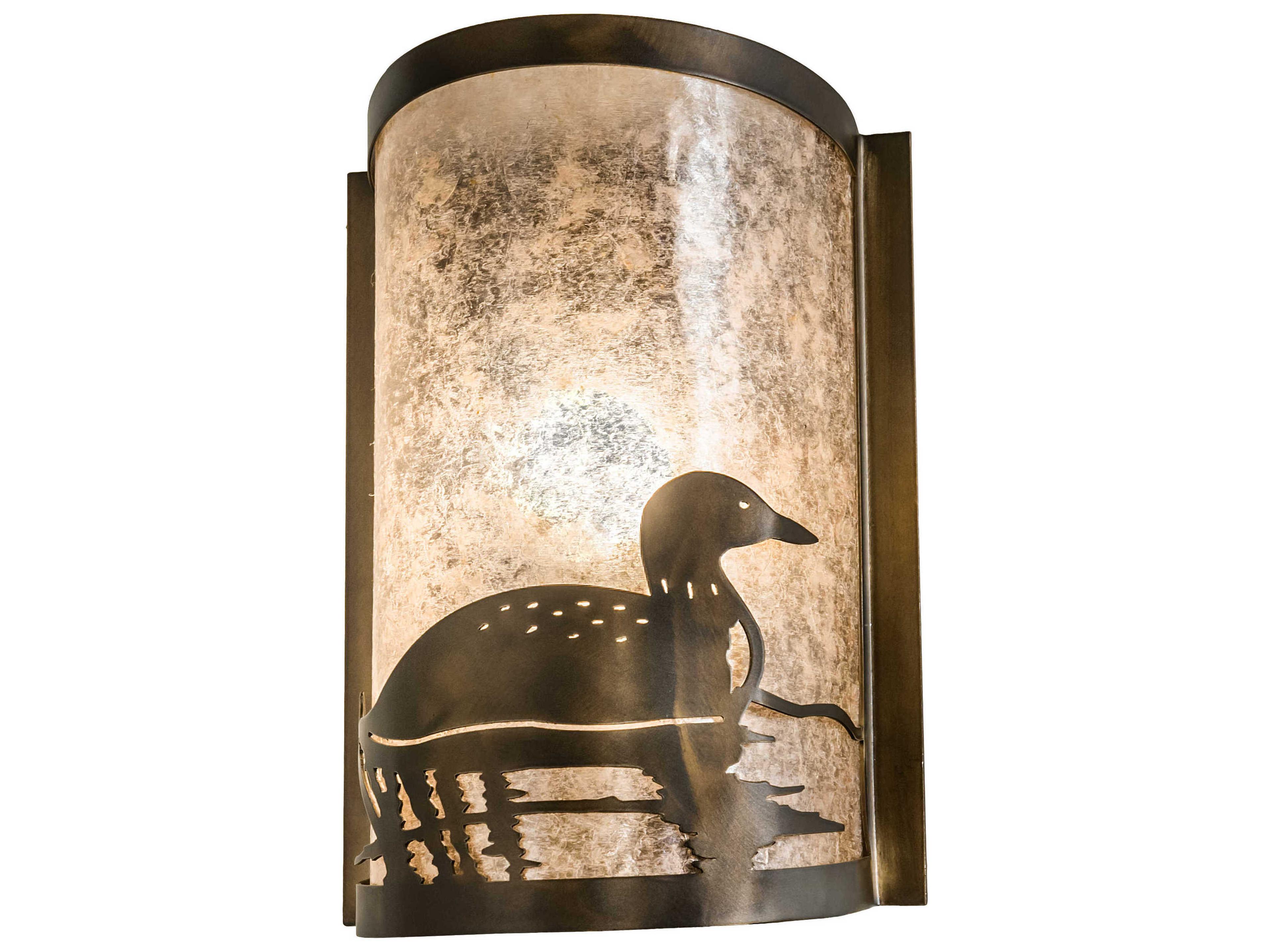 Meyda Loon 1-Light Antique Copper Silver Glass Wall Sconce