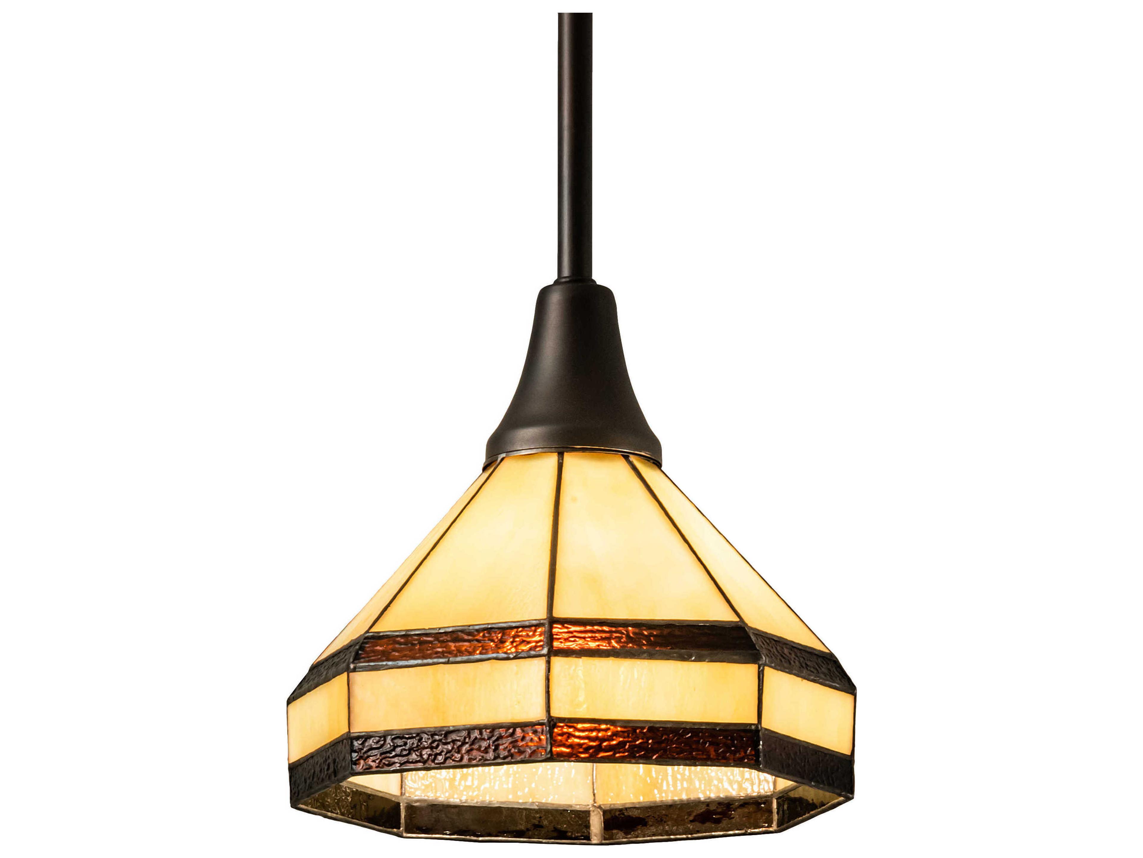 Meyda 1-Light Craftsman Brown Glass Tiffany Mini Pendant