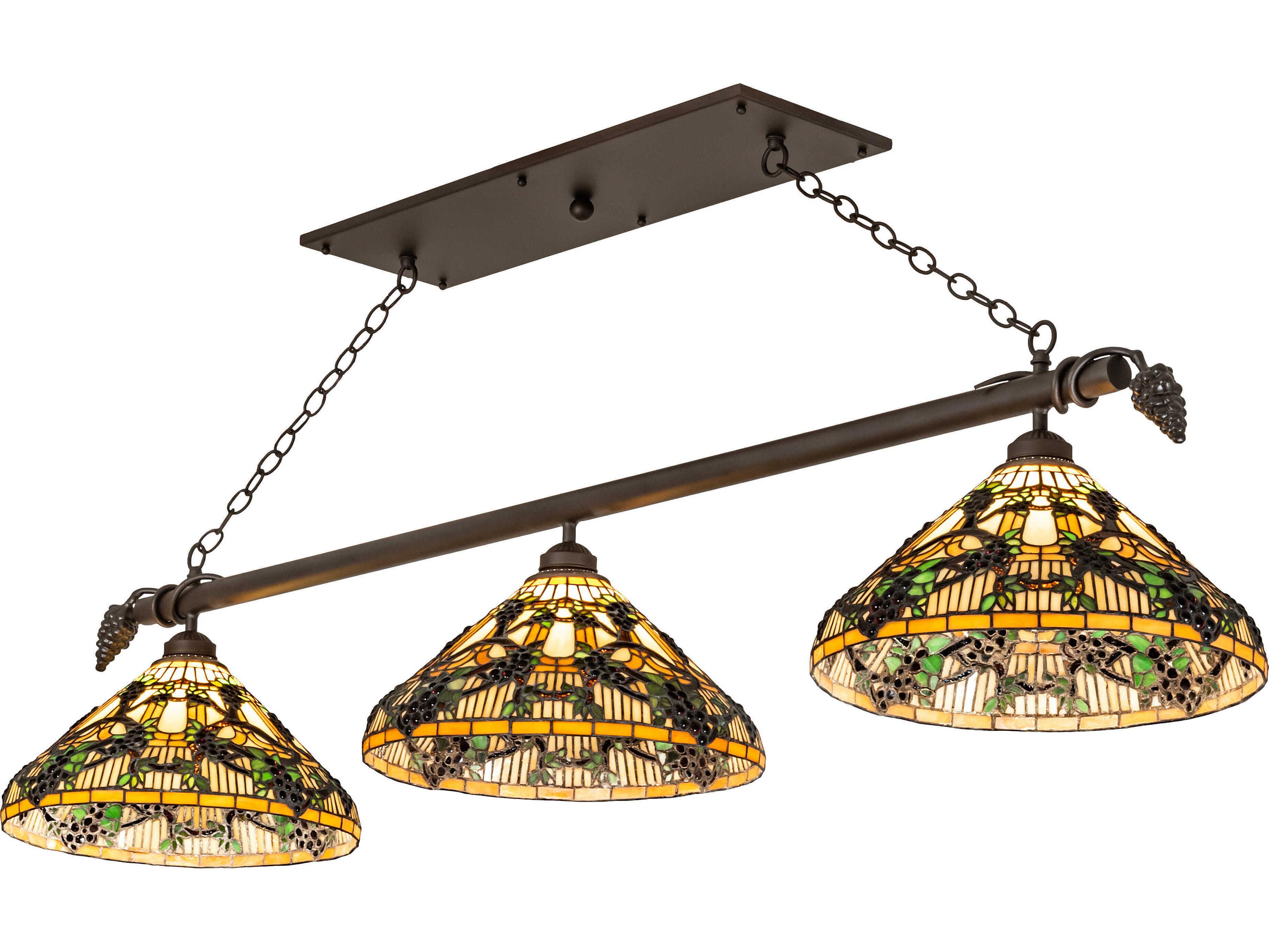 Meyda Jeweled Grape 3-Light Oil Rubbed Bronze Glass Tiffany Island Pendant