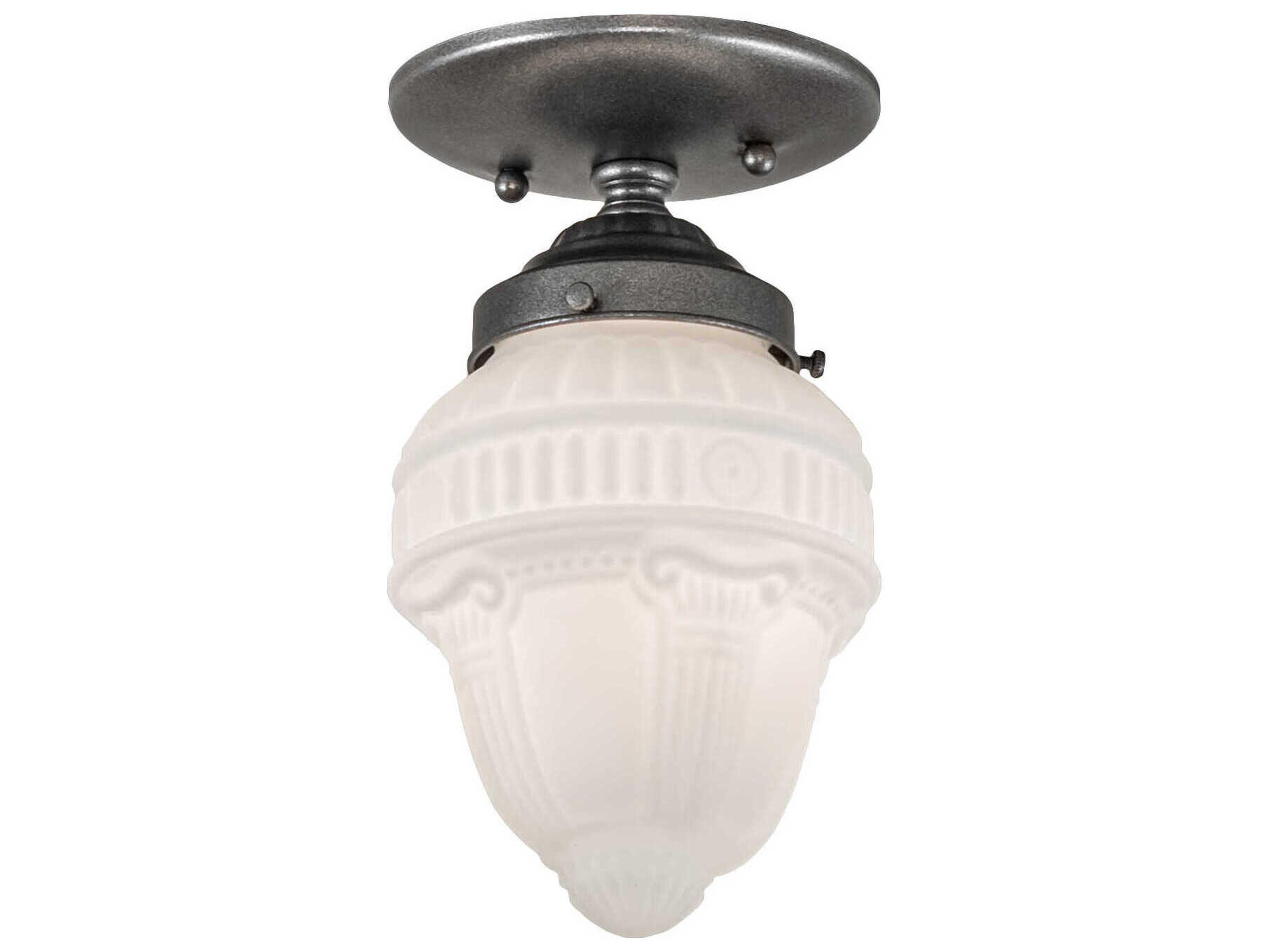 Meyda Colonnade 1-Light Pewter Glass Semi Flush Mount