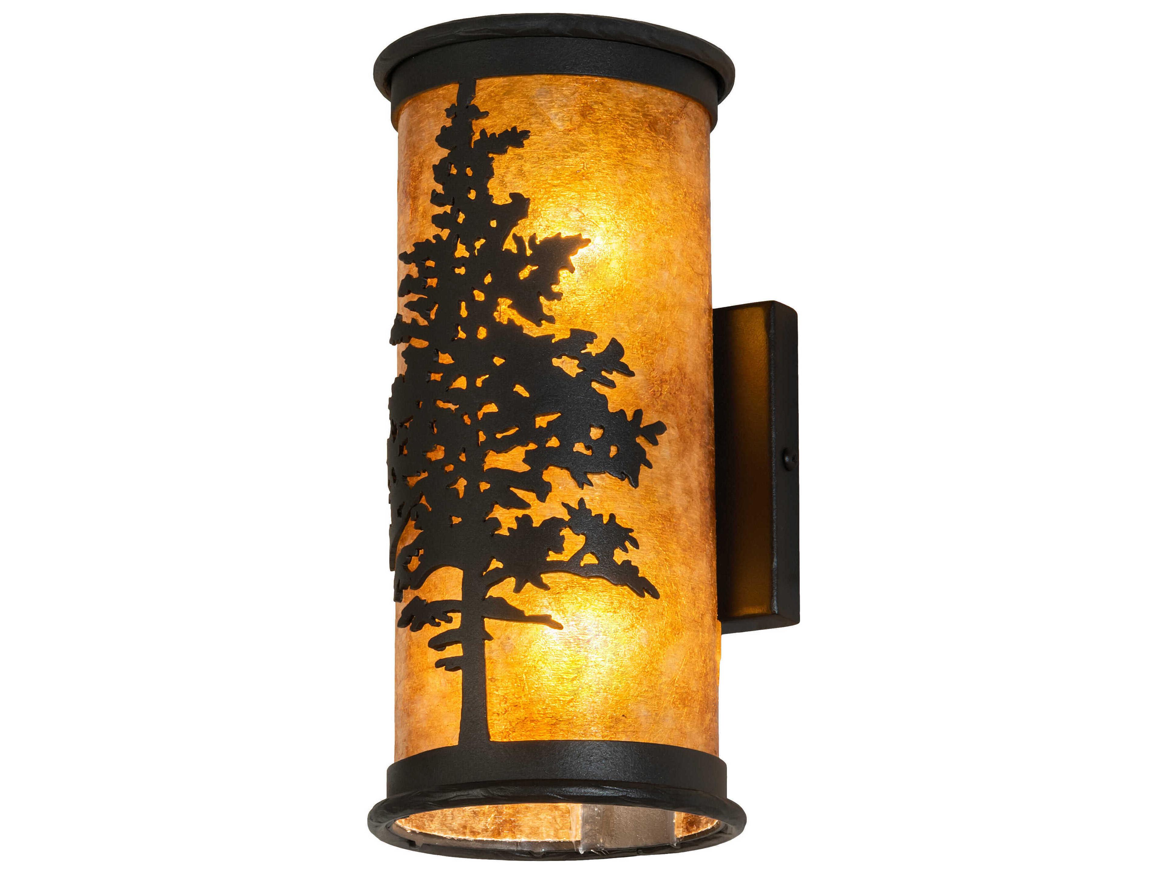 Meyda Tamarack 2-Light Wrought Iron Brown Glass Wall Sconce
