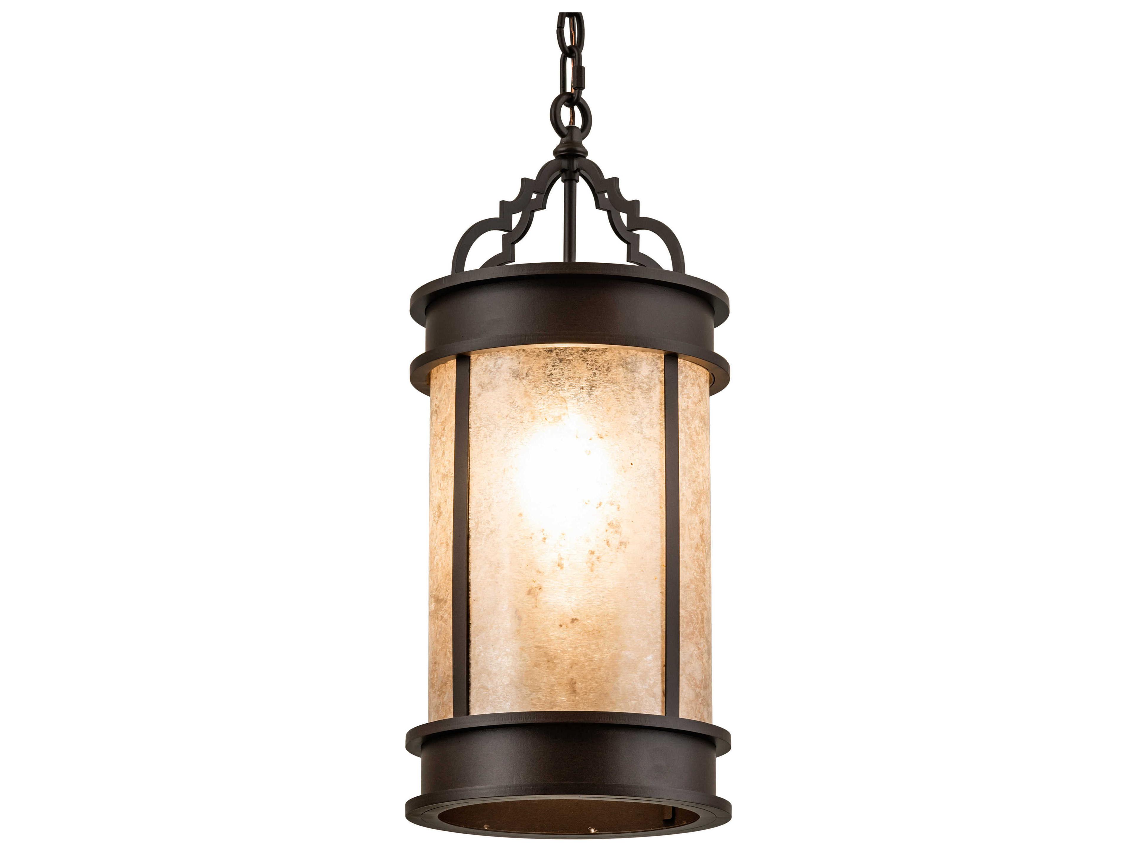 Meyda Wyant 1-Light Brown Glass Cylinder Lantern Mini Pendant