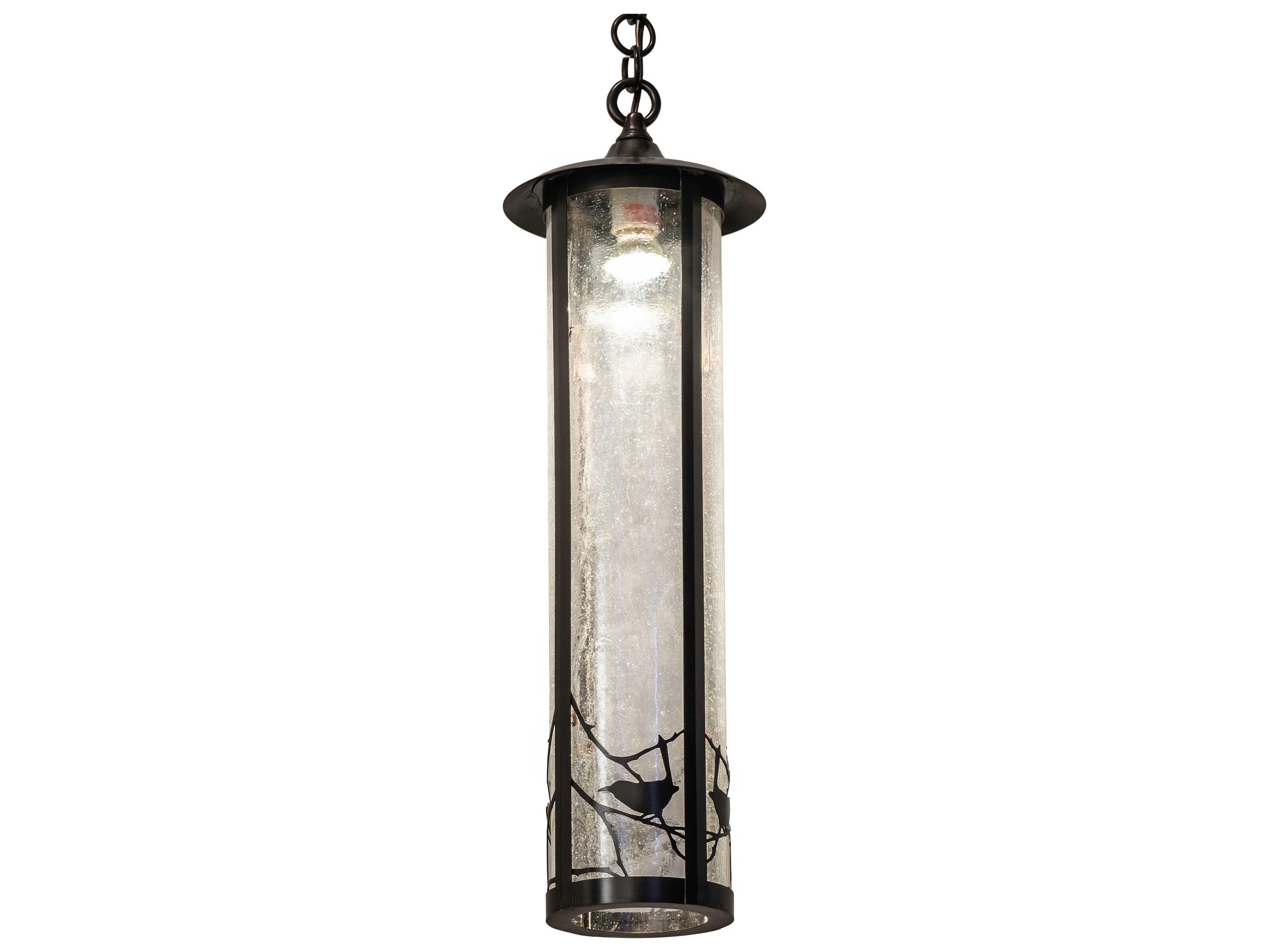 Meyda Fulton 1-Light Craftsman Brown Glass Cylinder Lantern Mini Pendant