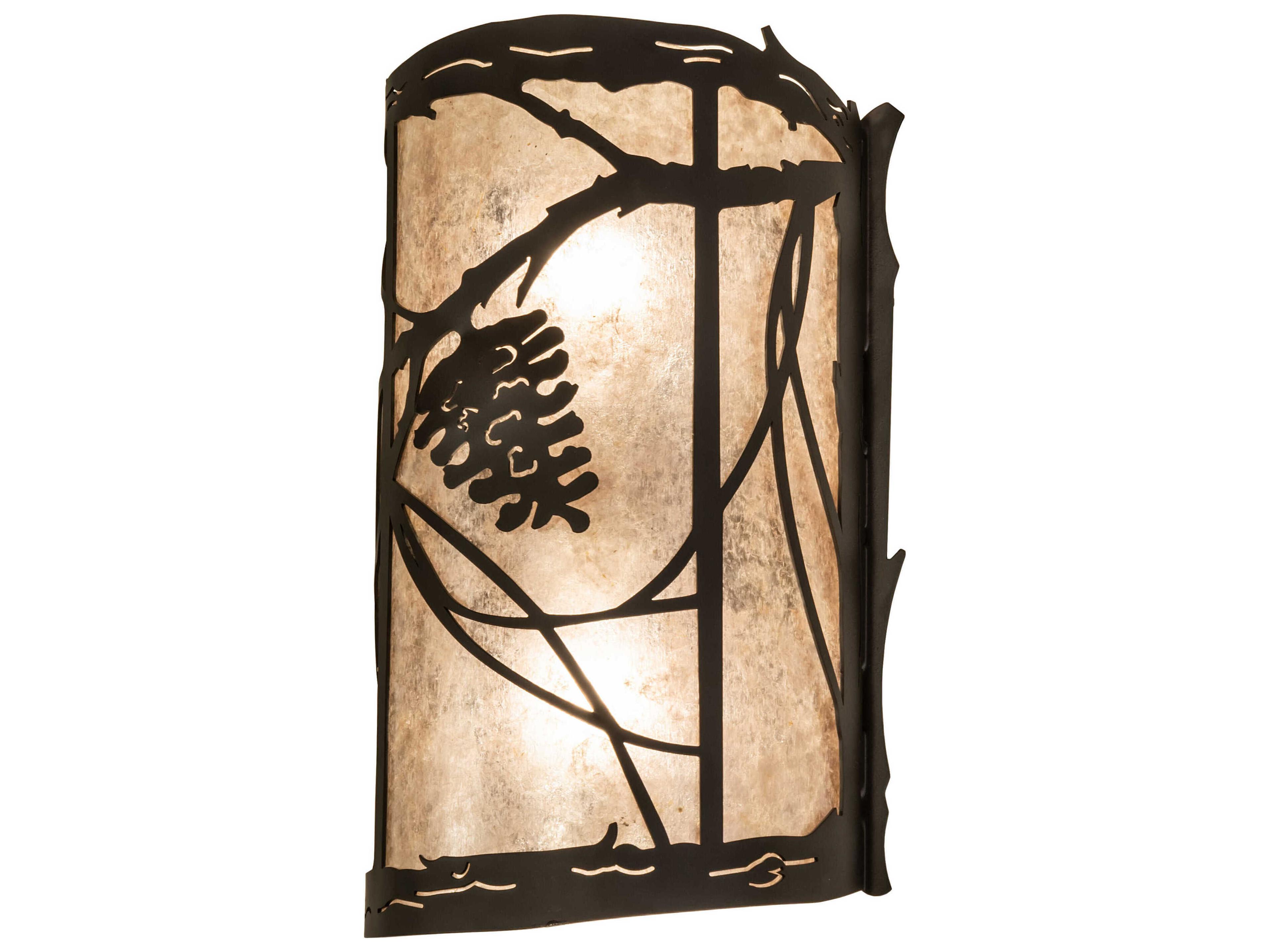 Meyda Whispering Pines 2-Light Oil Rubbed Bronze Silver Glass Wall Sconce
