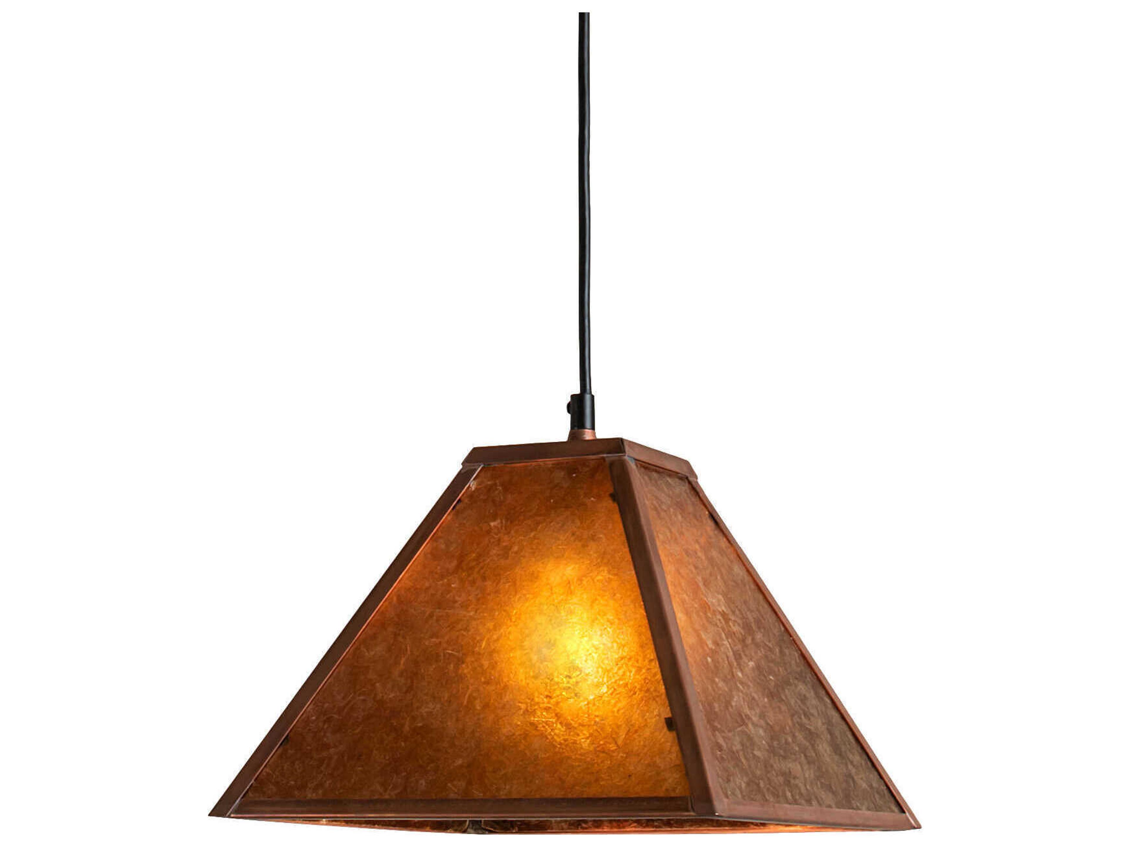 Meyda Mission Prime 1-Light Vintage Copper Glass Pendant