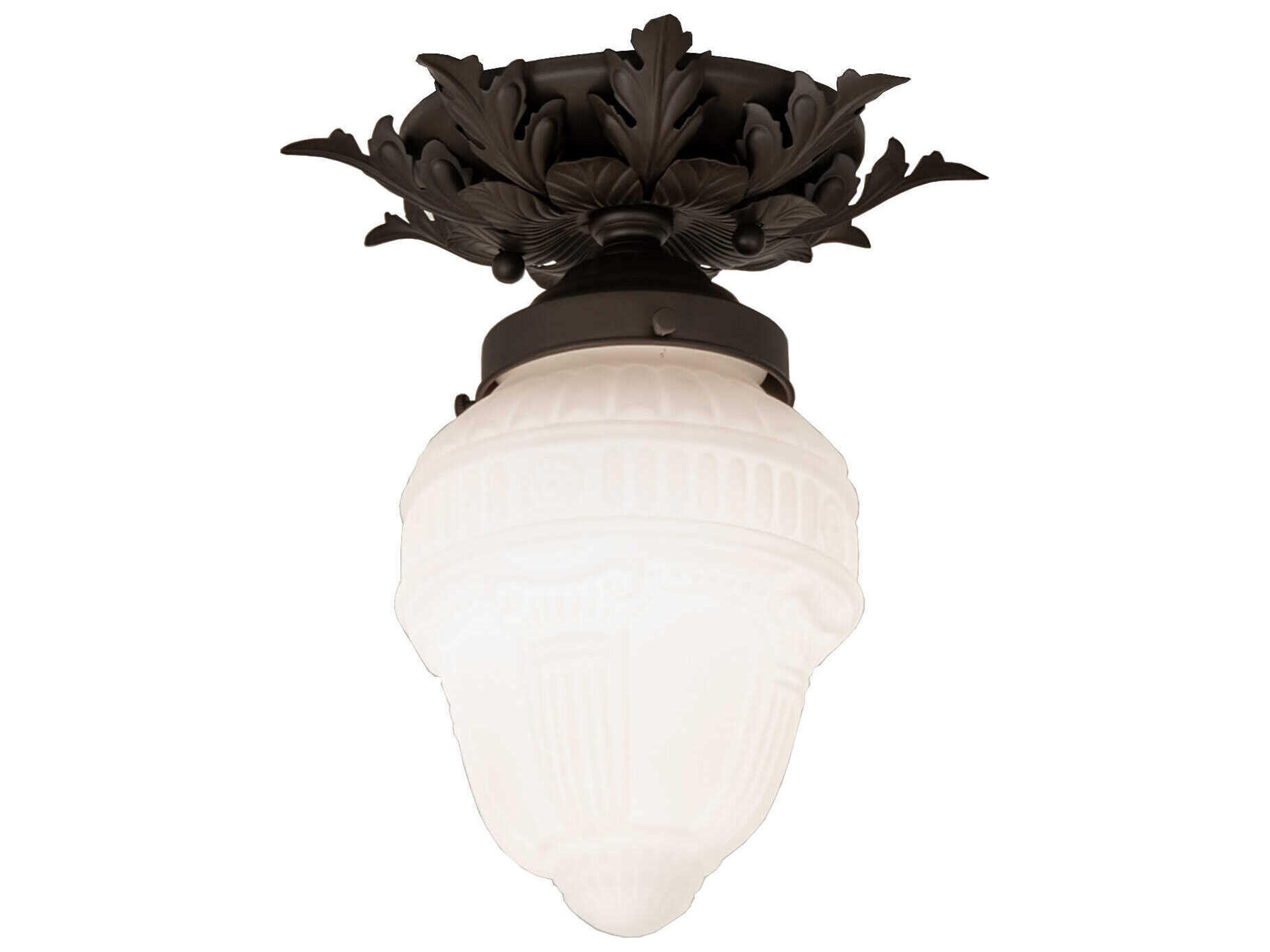 Meyda Colonnade 1-Light Oil Rubbed Bronze Glass Bell Semi Flush Mount