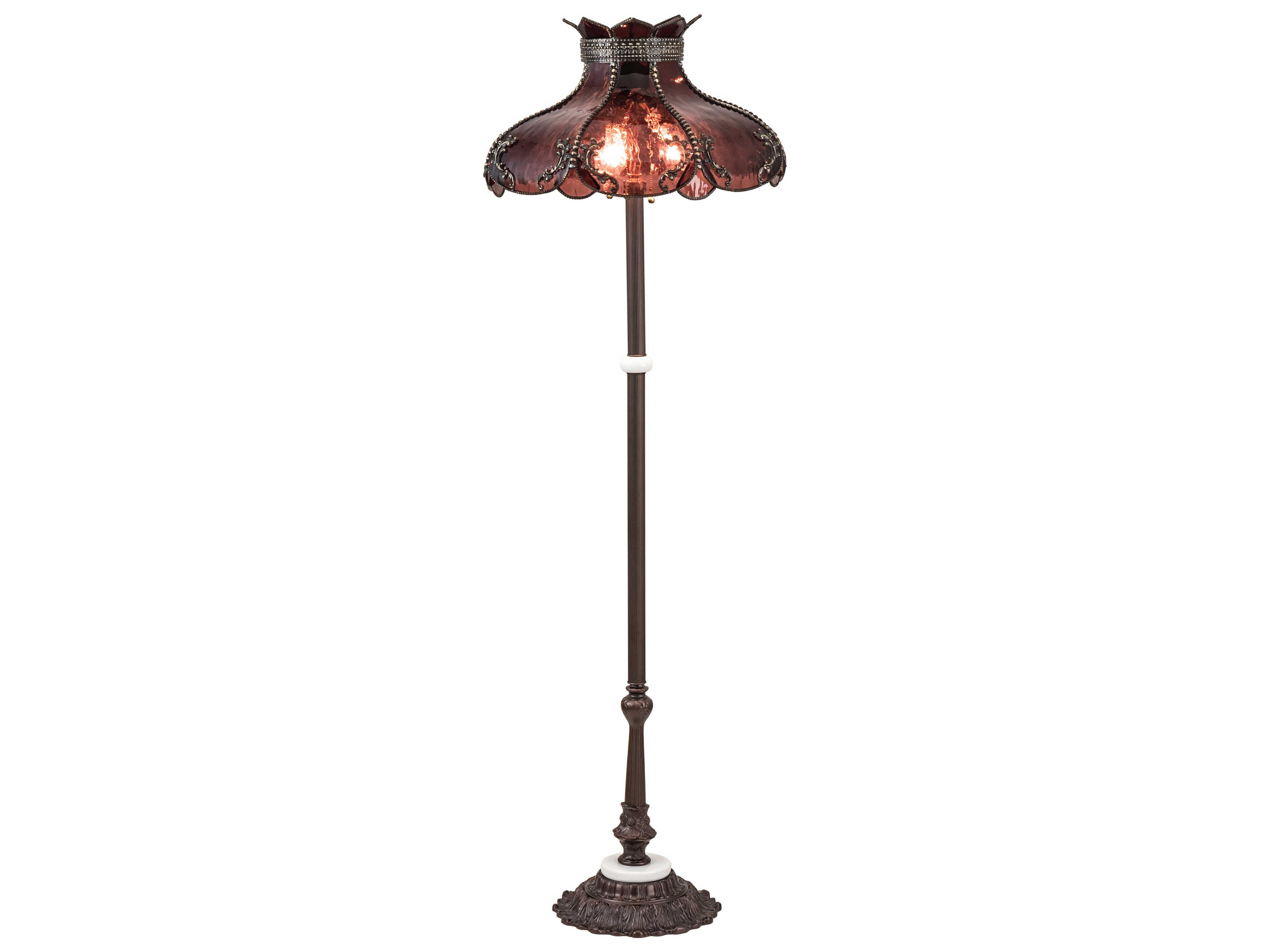 Meyda Elizabeth Brass Glass Floor Lamp