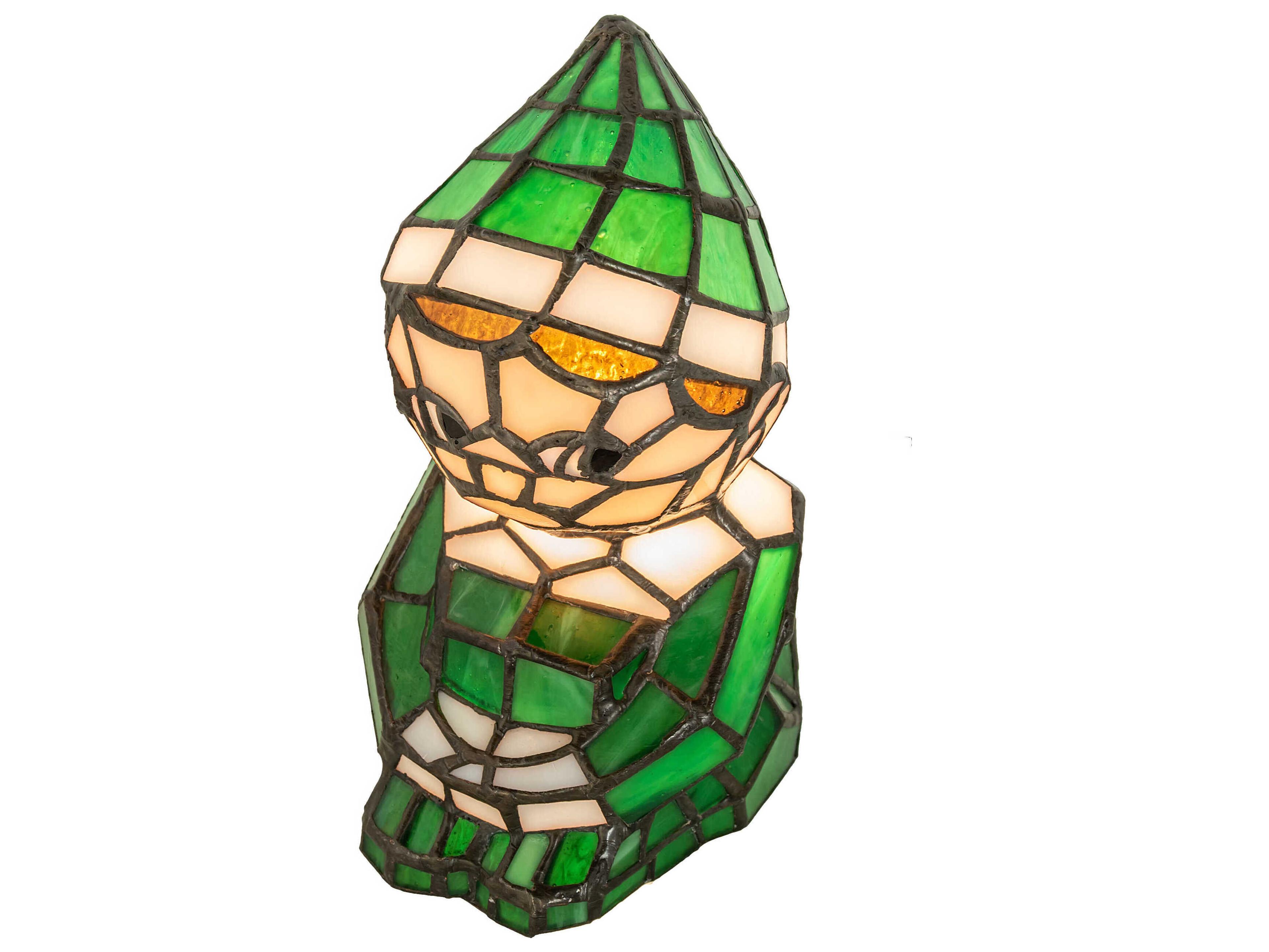 Meyda Elf Brass Glass Tiffany Table Lamp