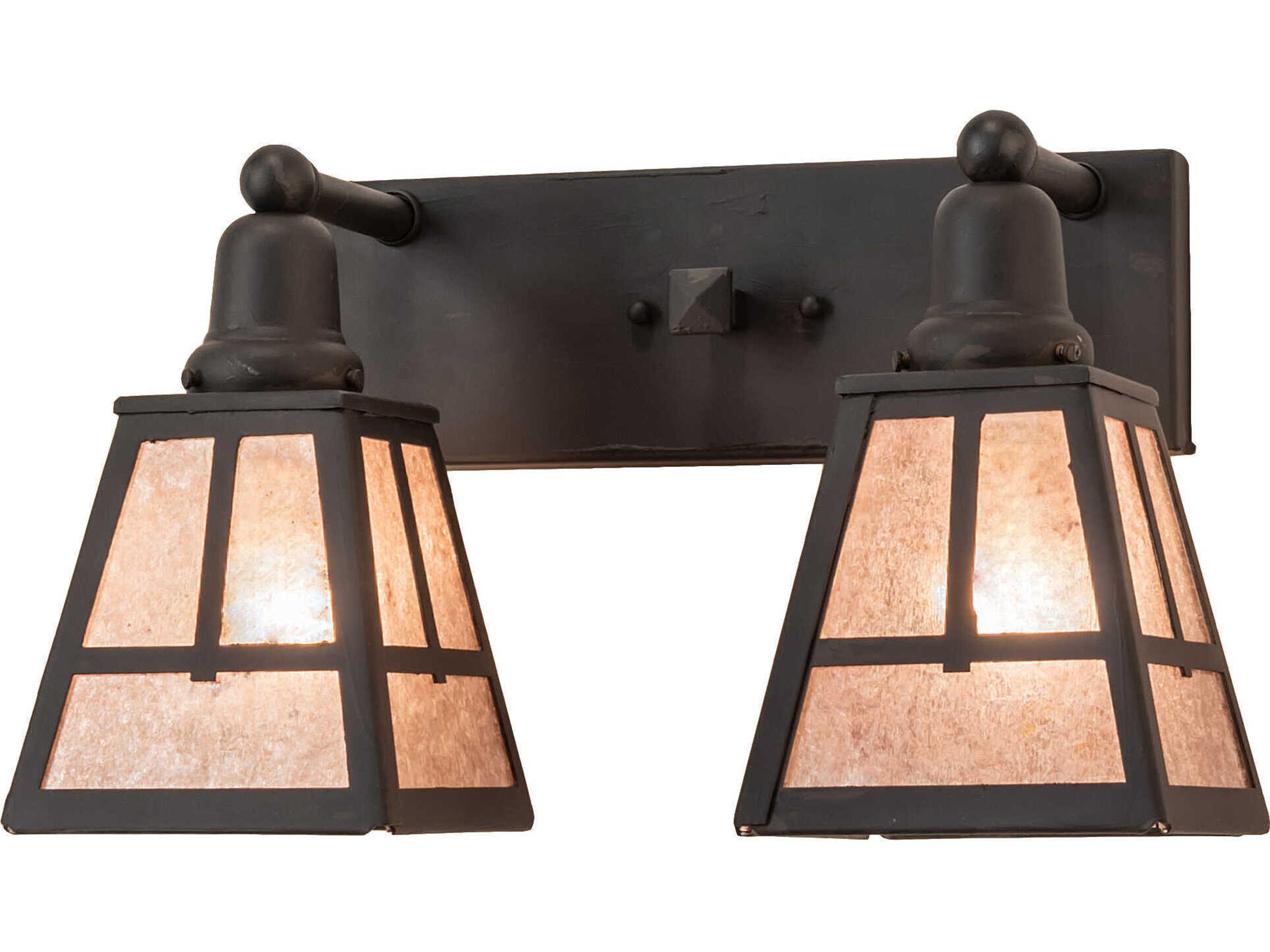 Meyda Mission 2-Light Black Glass Vanity Light