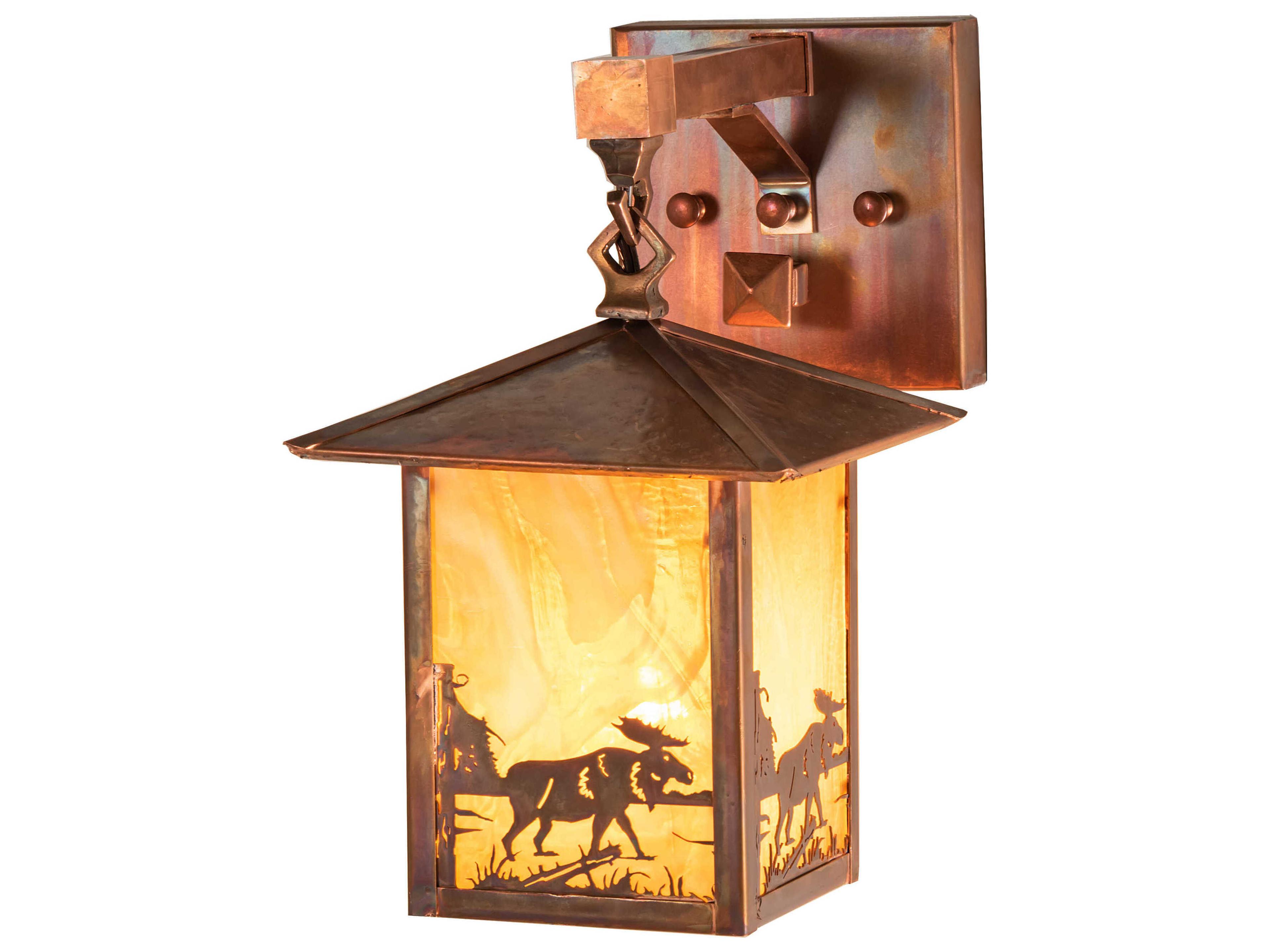 Meyda Seneca 1-Light Antique Copper Brass Glass Wall Sconce