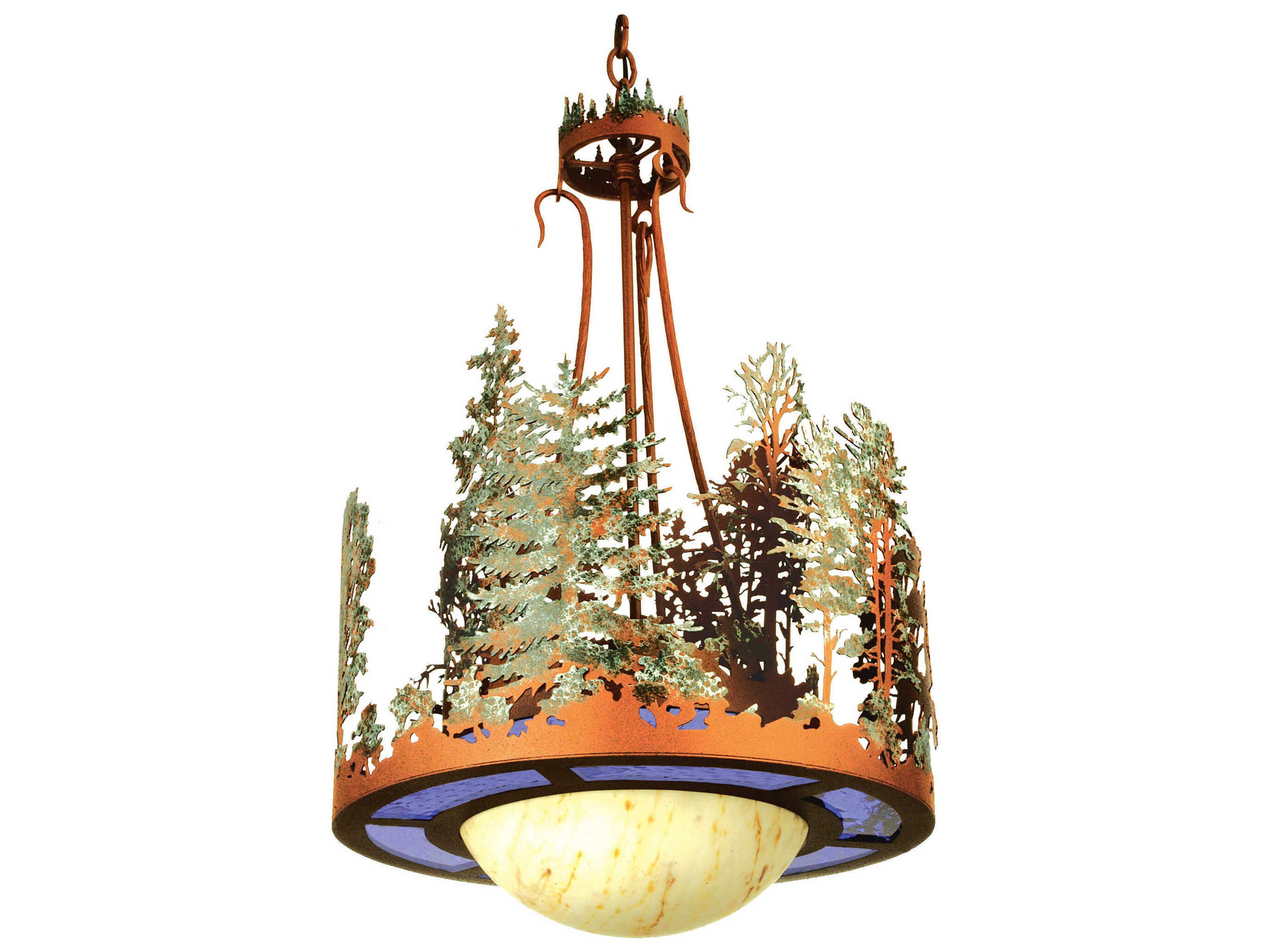 Meyda Pine Lake 3-Light Rust Brown Glass Bowl Pendant