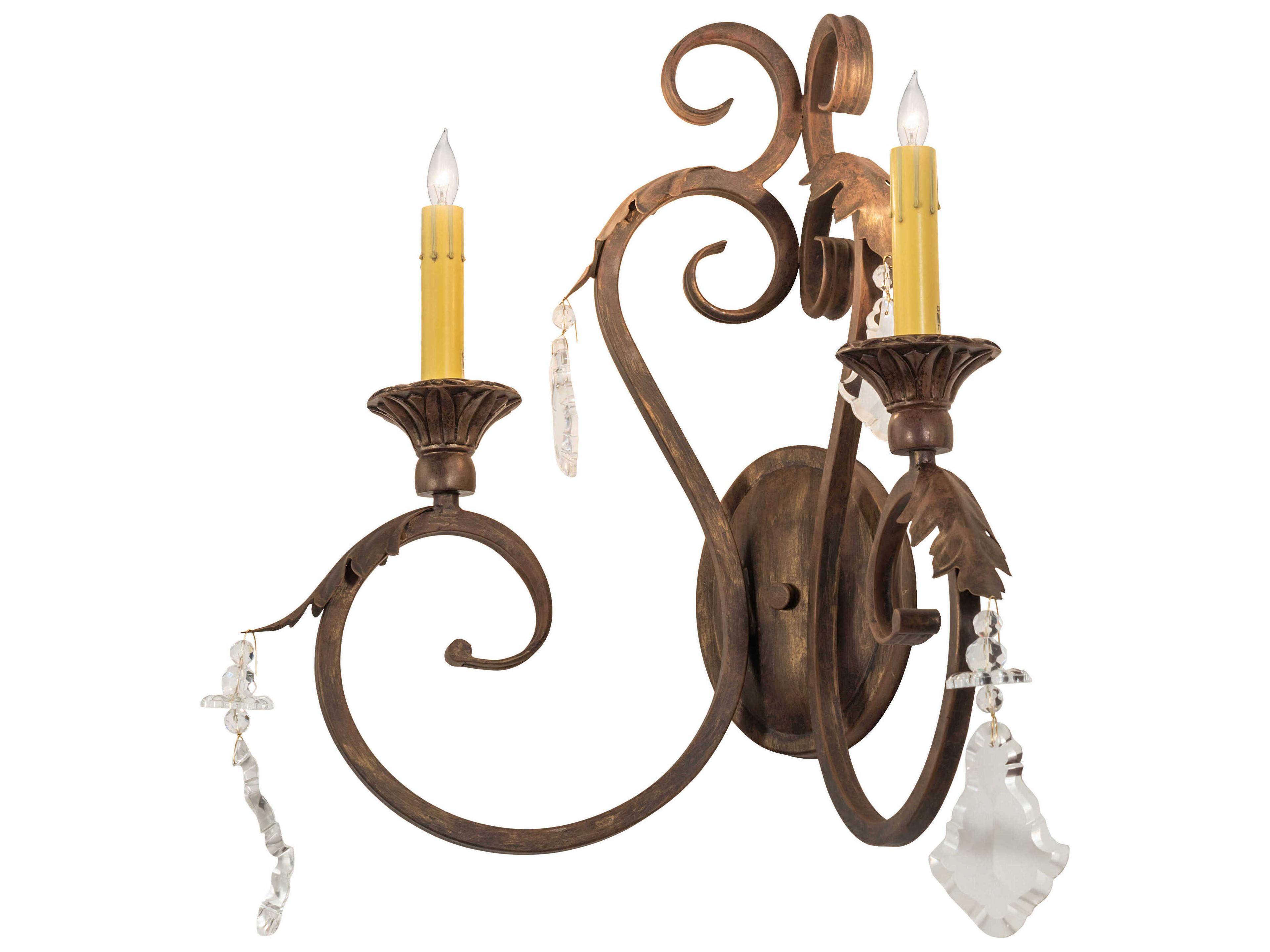 Meyda Josephine 2-Light Crystal Brown Wall Sconce