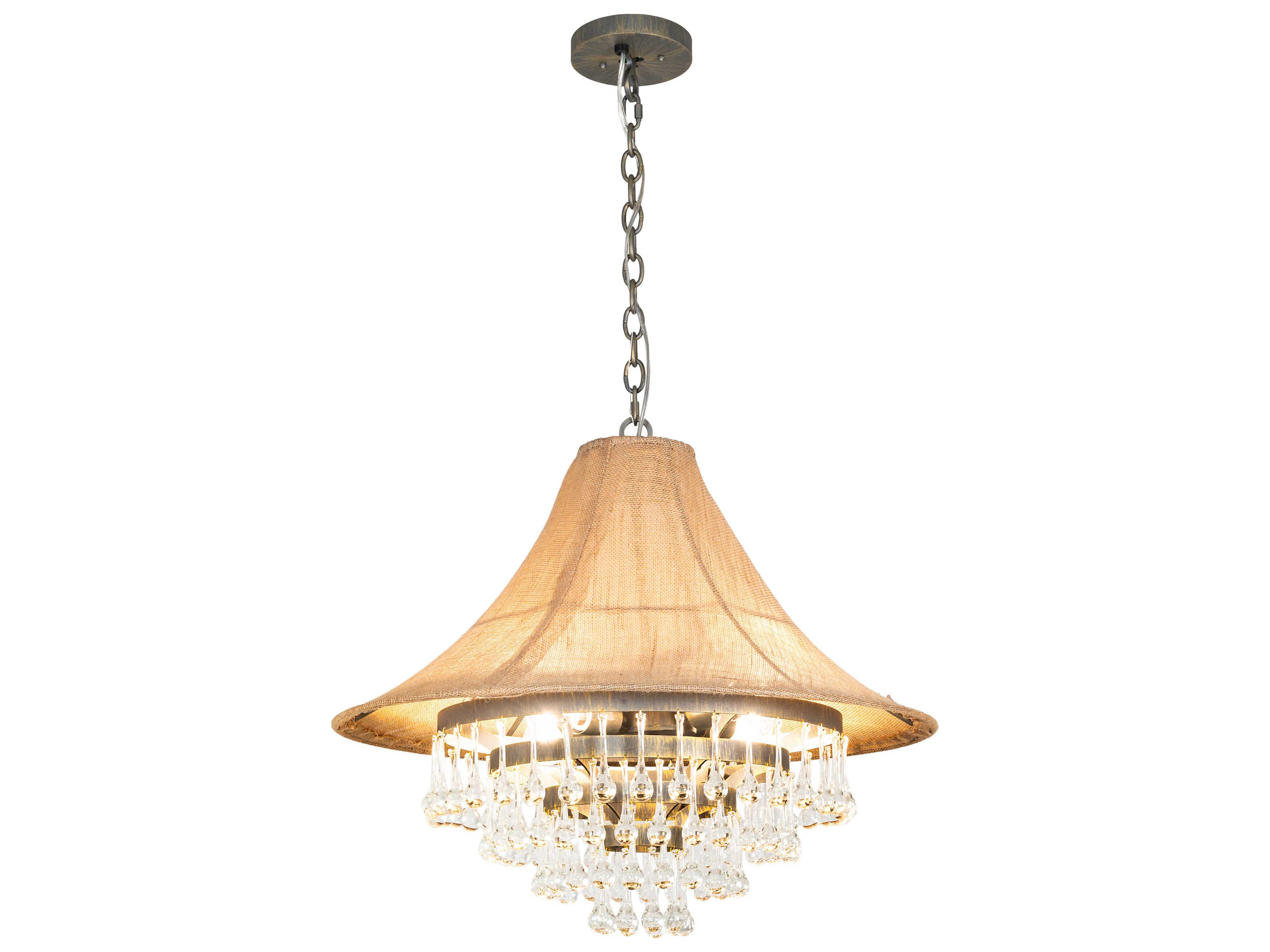 Meyda Mosier 4-Light Antique Brass Crystal Tiered Pendant