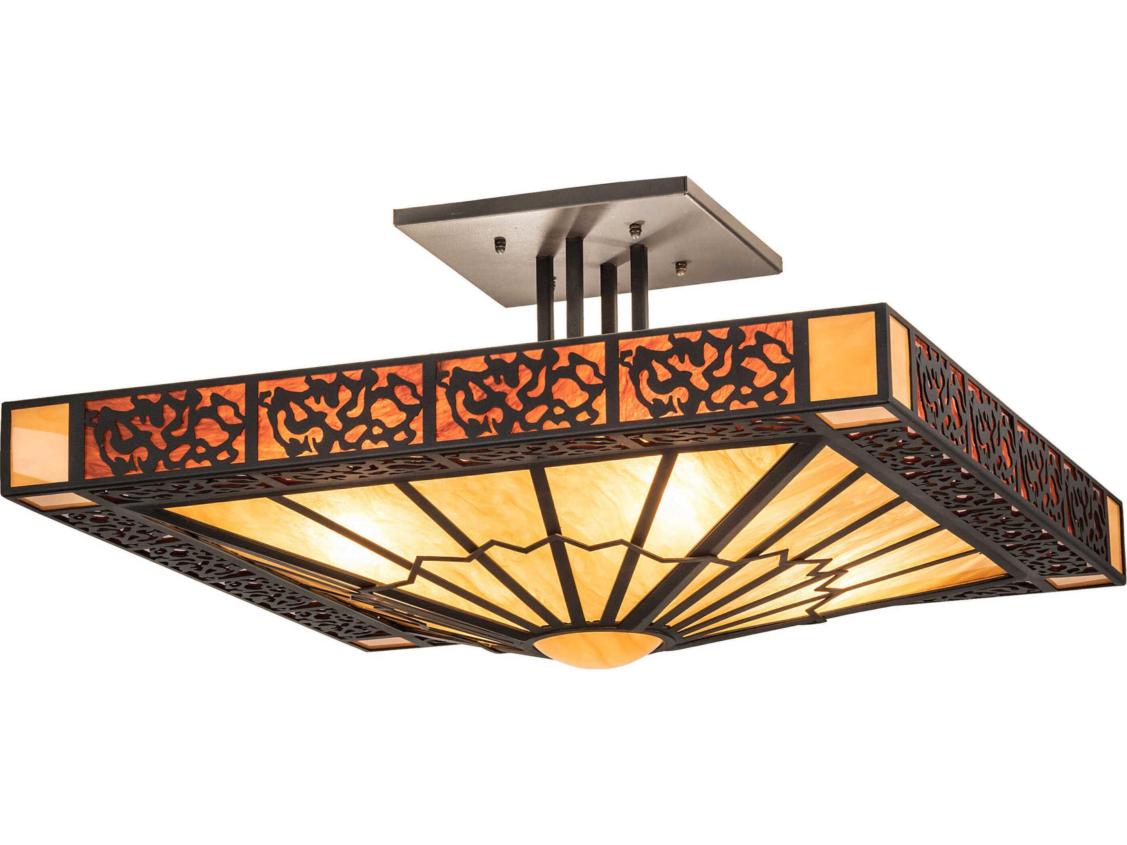 Meyda 4-Light Steel Glass Semi Flush Mount