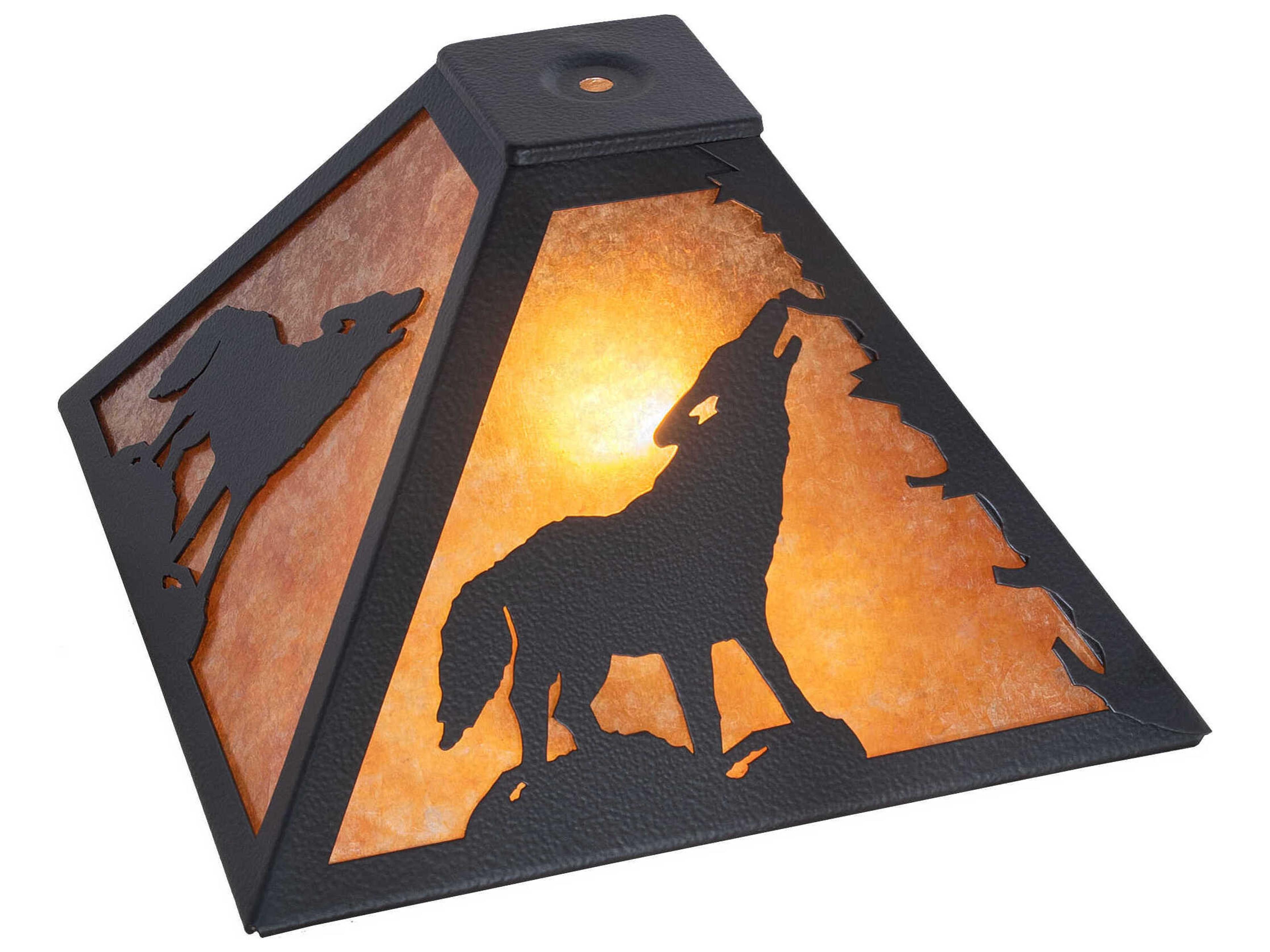 Meyda Wolf at Dawn Black Satin Wrought Iron Shade