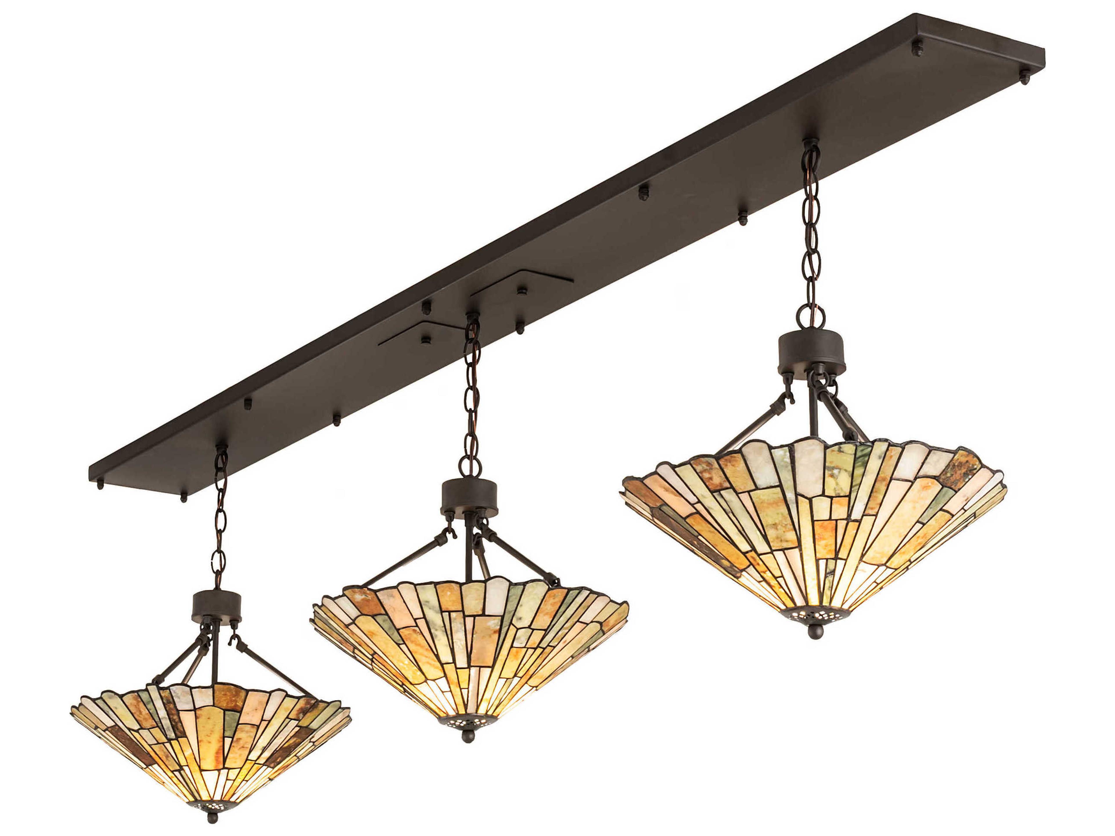 Meyda Delta 3-Light Oil Rubbed Bronze Glass Tiffany Island Pendant