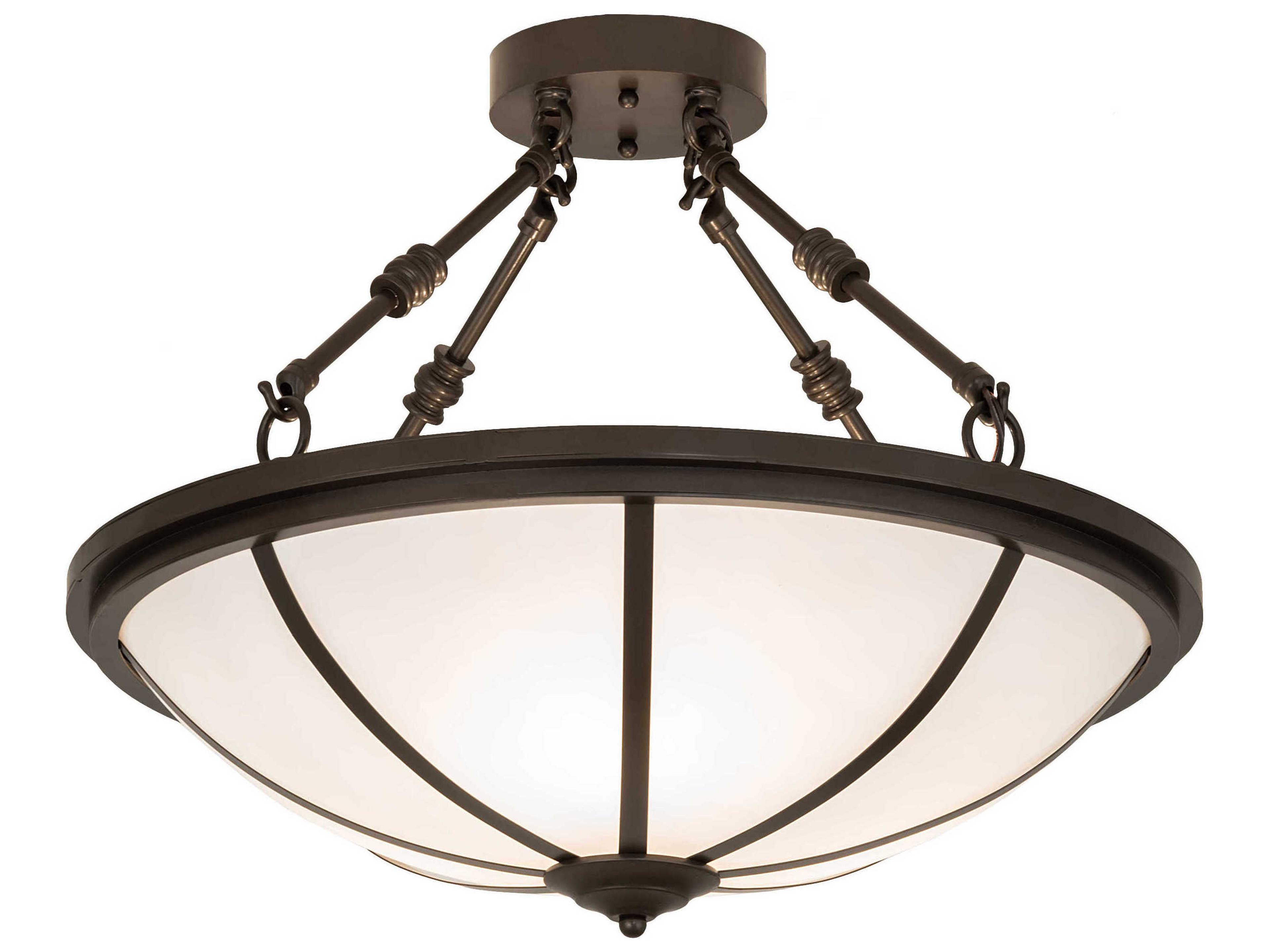 Meyda Commerce 3-Light Bronze Glass Bowl Semi Flush Mount