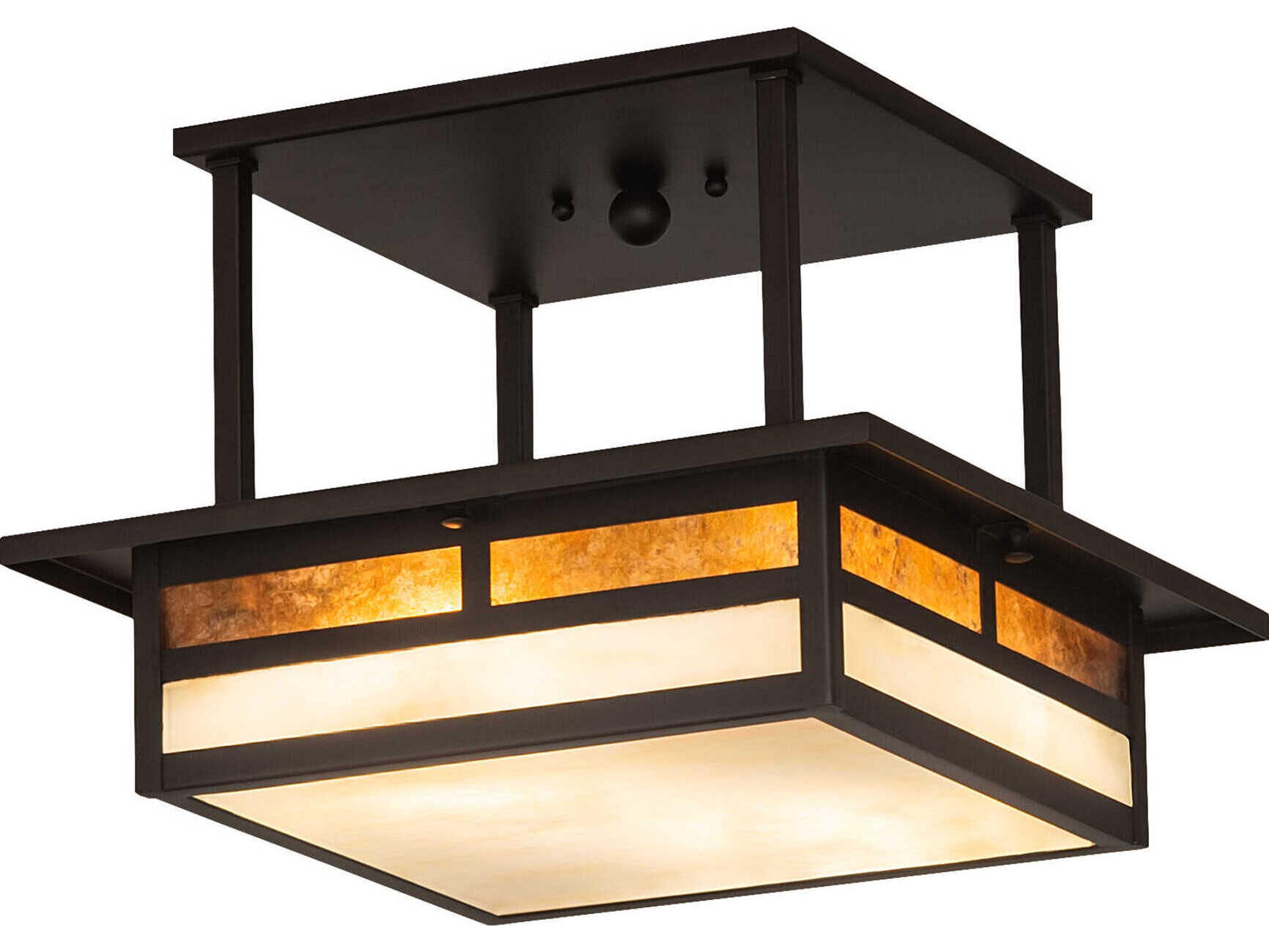 Meyda Hyde Park T Mission 2-Light Oil Rubbed Bronze Glass Semi Flush Mount