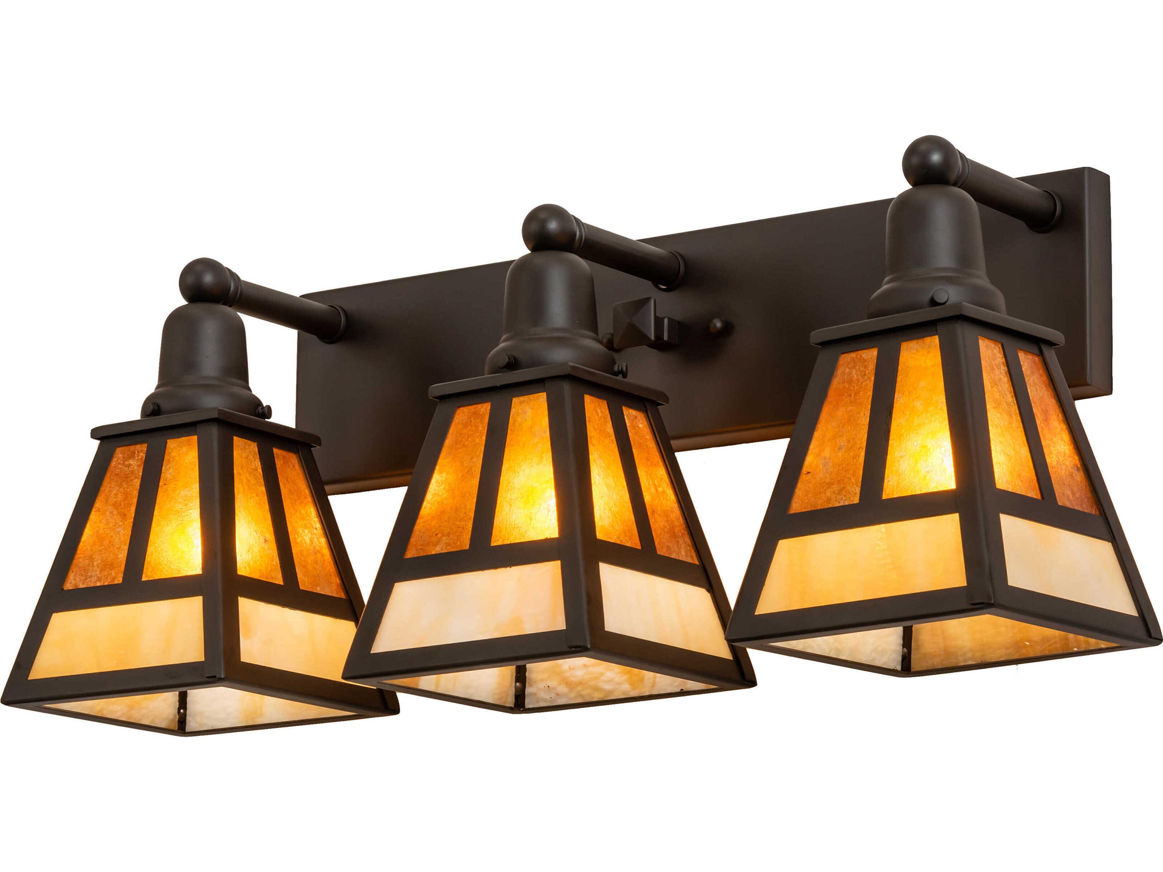 Meyda Mission 3-Light Oil Rubbed Bronze Steel Glass Vanity Light