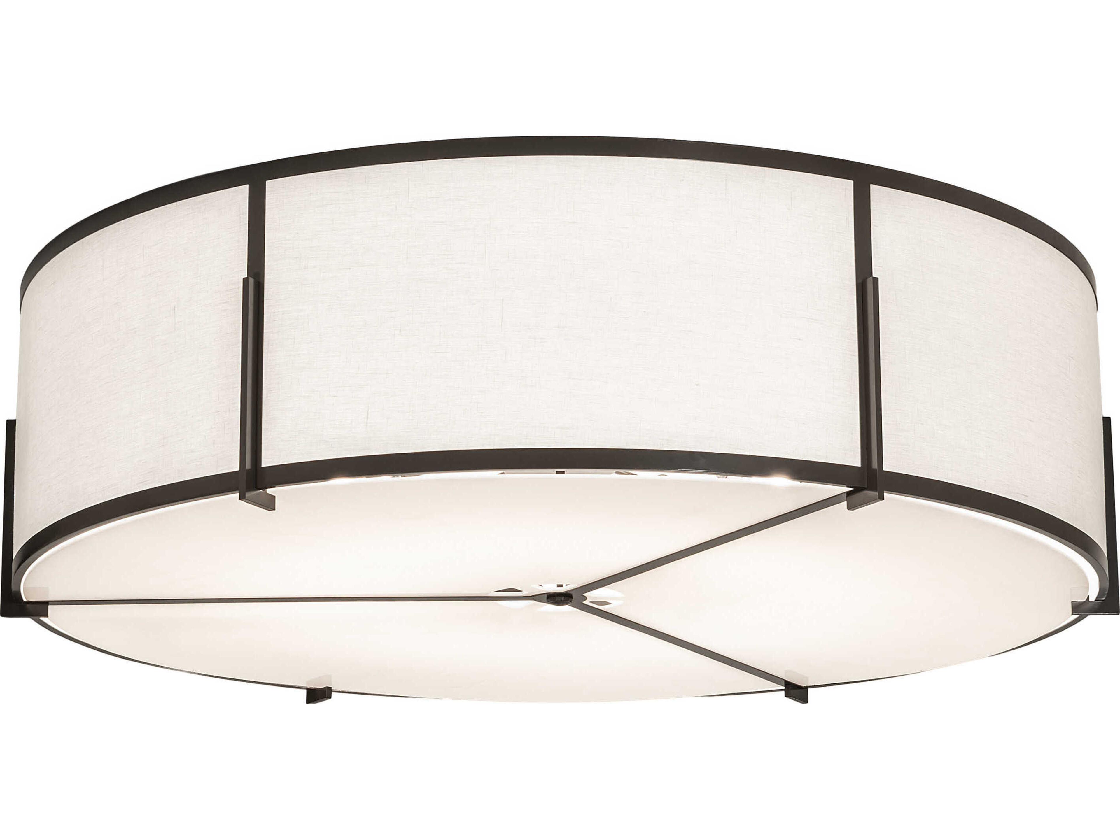 Meyda Cilindro 12-Light Timeless Bronze White Glass Drum Flush Mount