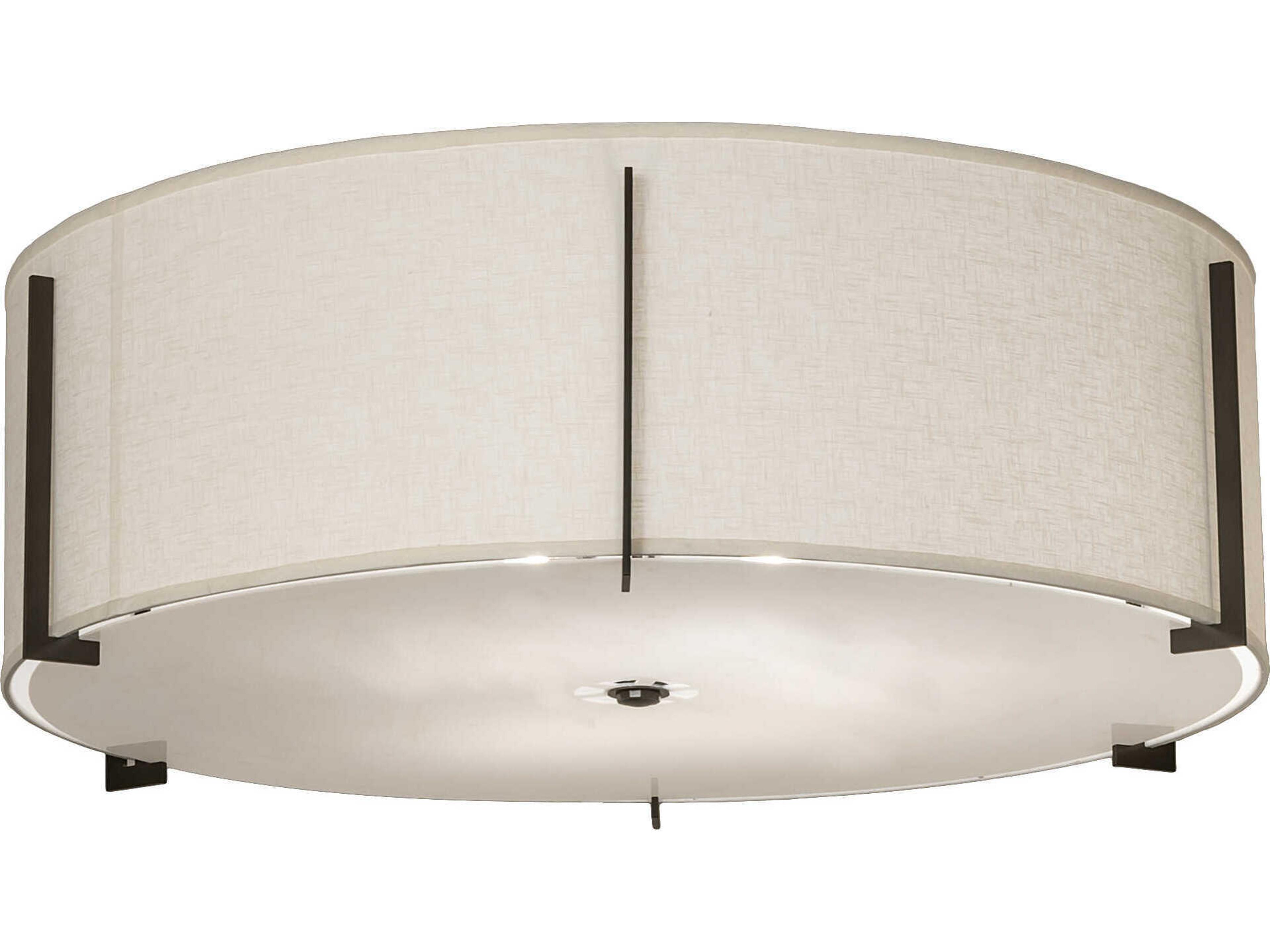 Meyda Cilindro 6-Light Timeless Bronze White Glass LED Drum Flush Mount