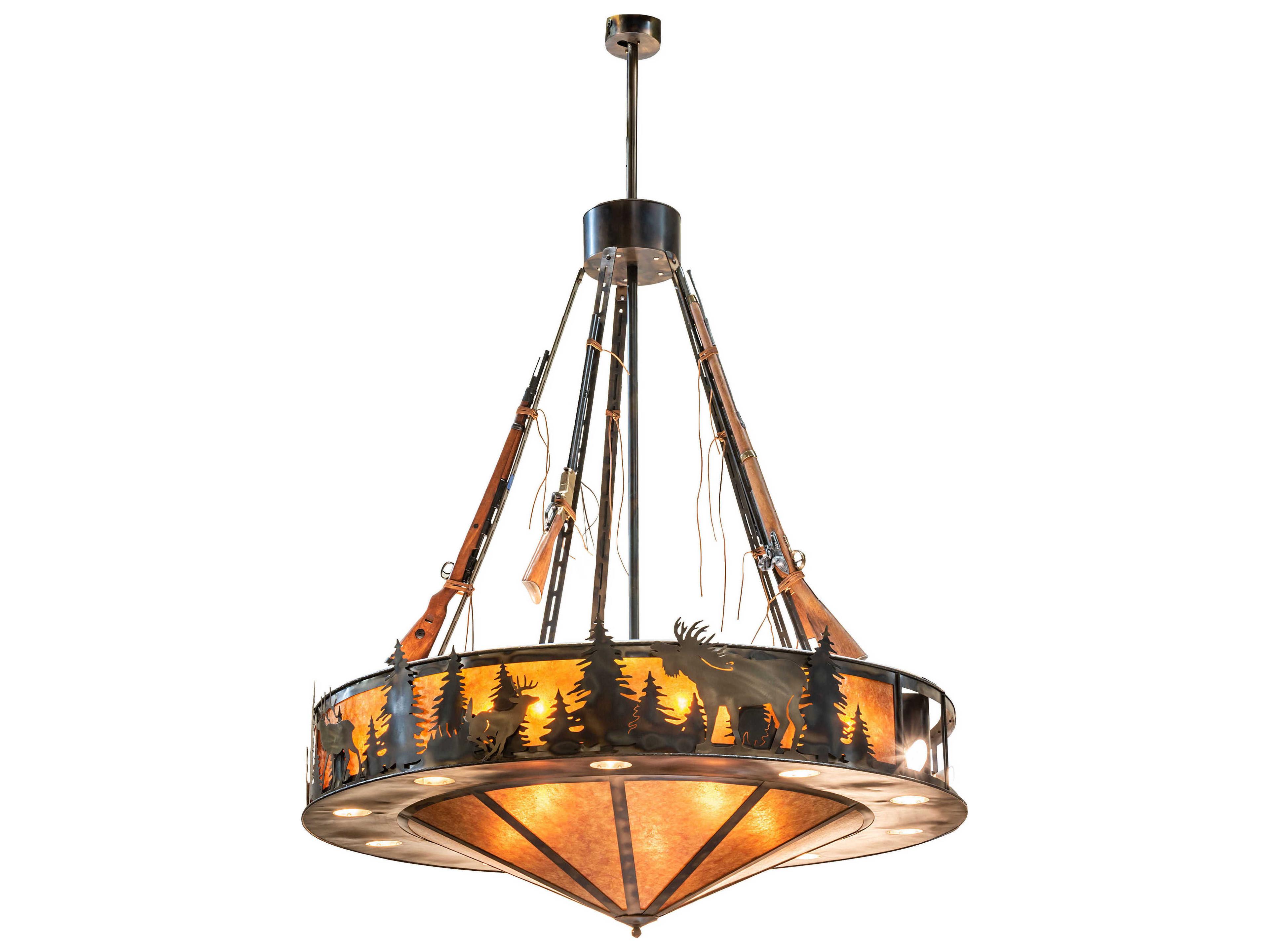 Meyda 17 16 10-Light Antique Copper Glass LED Pendant
