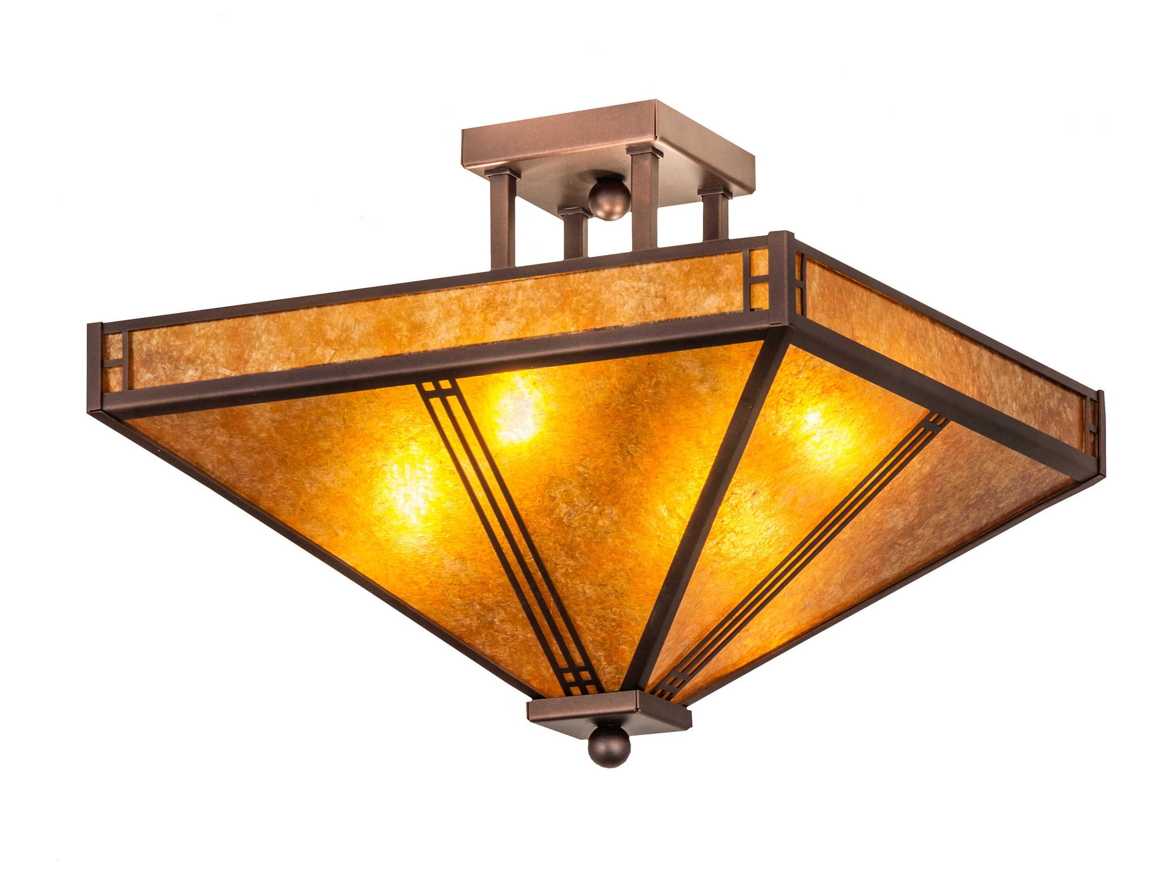 Meyda Prairie 4-Light Mahogany Bronze Glass Semi Flush Mount