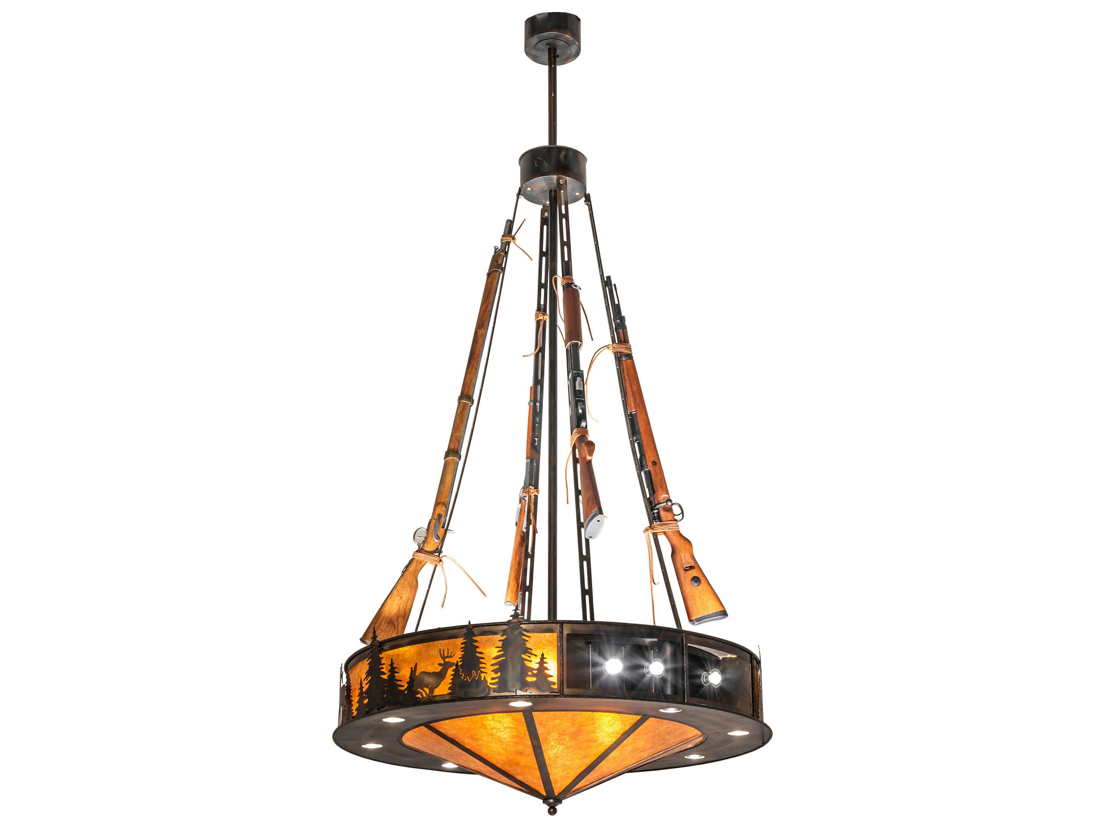 Meyda Roosevelt 8 19-Light Antique Copper Glass LED Bowl Pendant