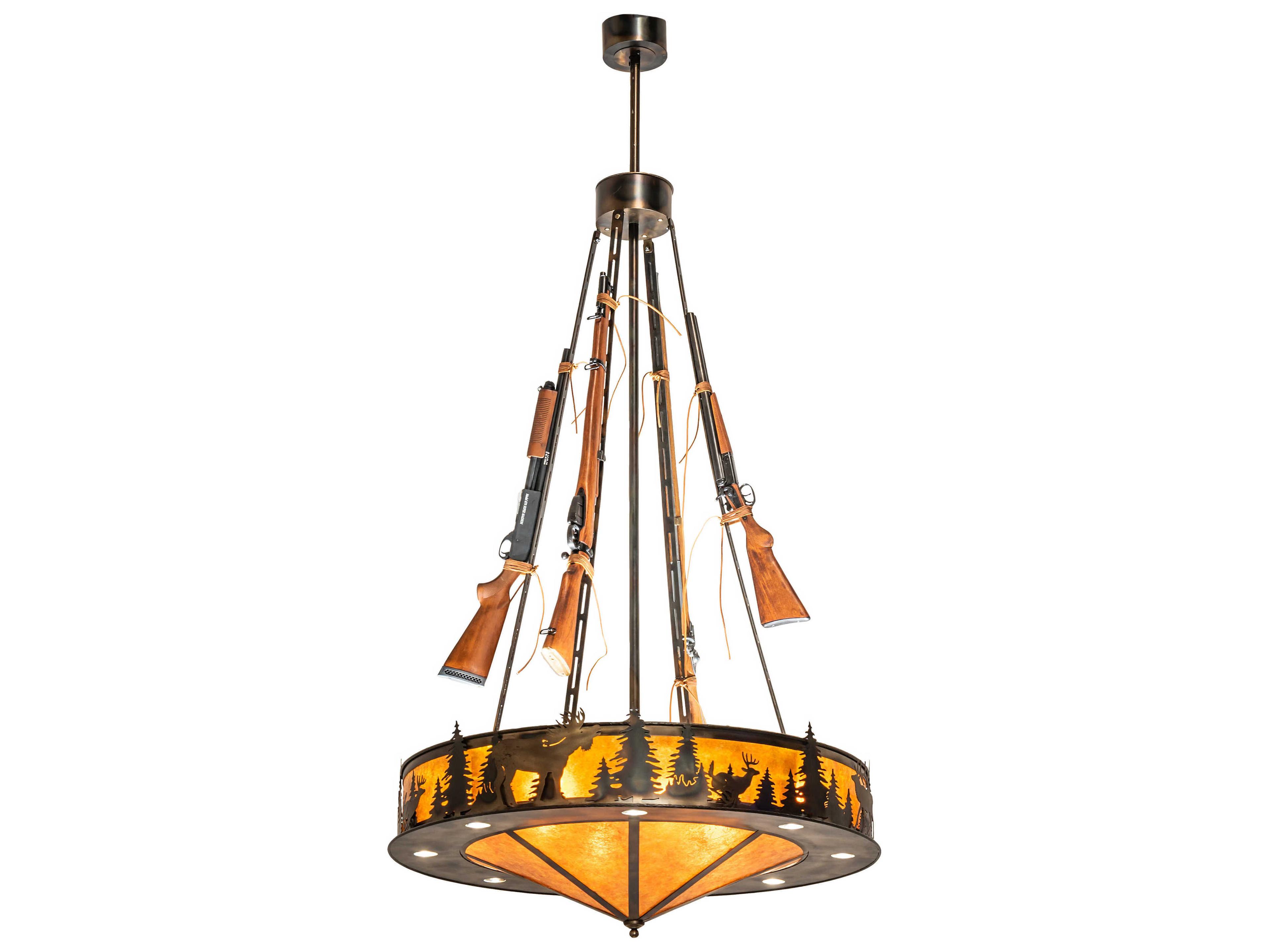 Meyda Roosevelt 8 16-Light Antique Copper Glass LED Bowl Pendant