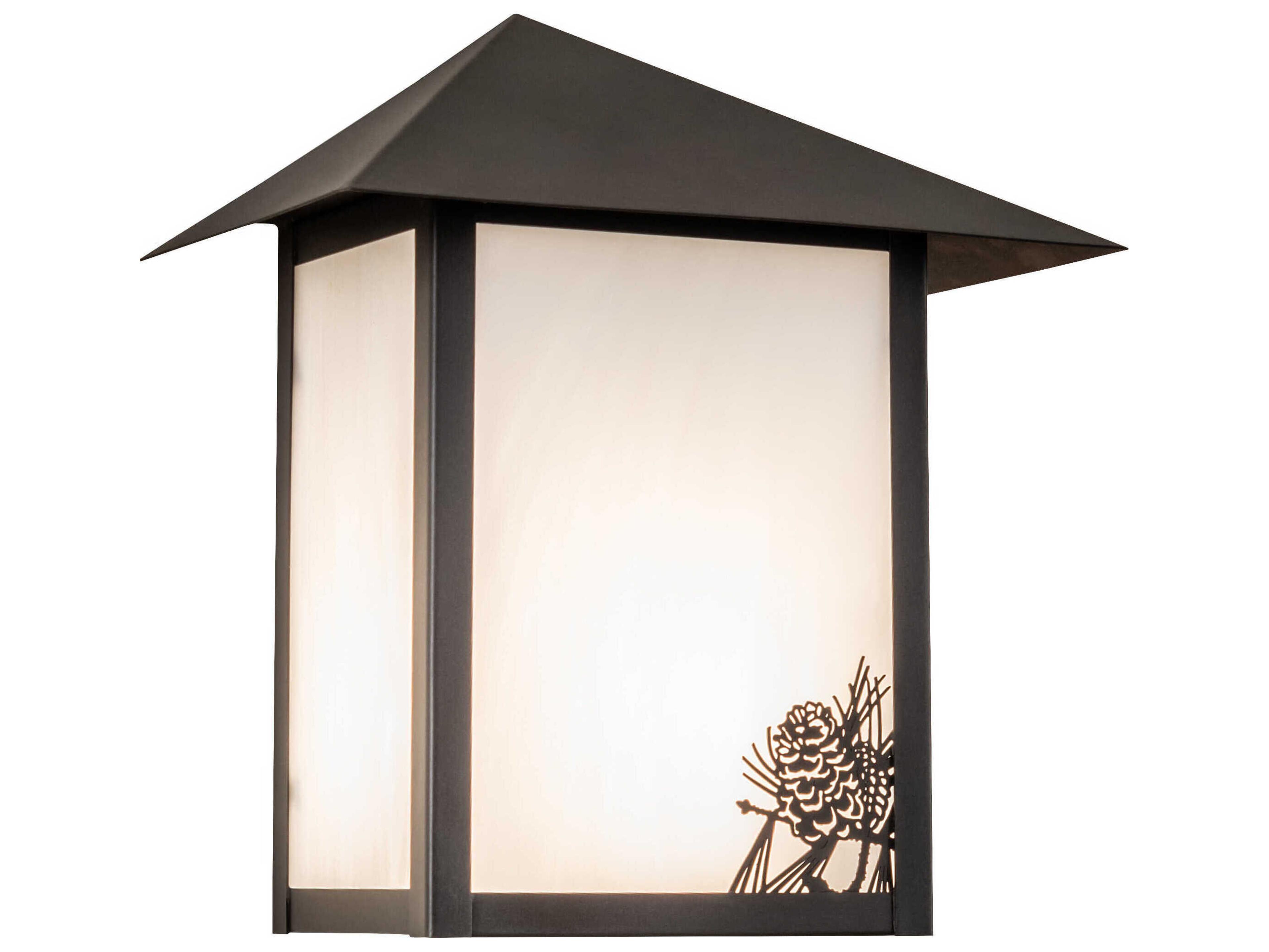 Meyda Seneca Winter Pine 1-Light Craftsman Brown White Glass Wall Sconce