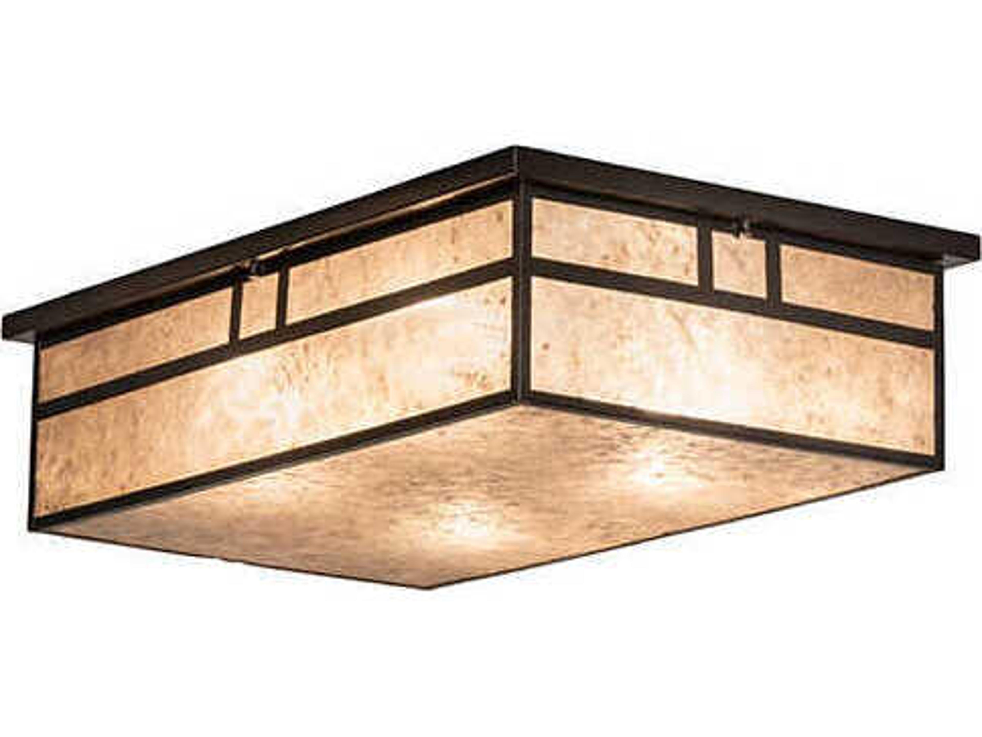 Meyda Hyde Park 4-Light Craftsman Brown Glass Flush Mount