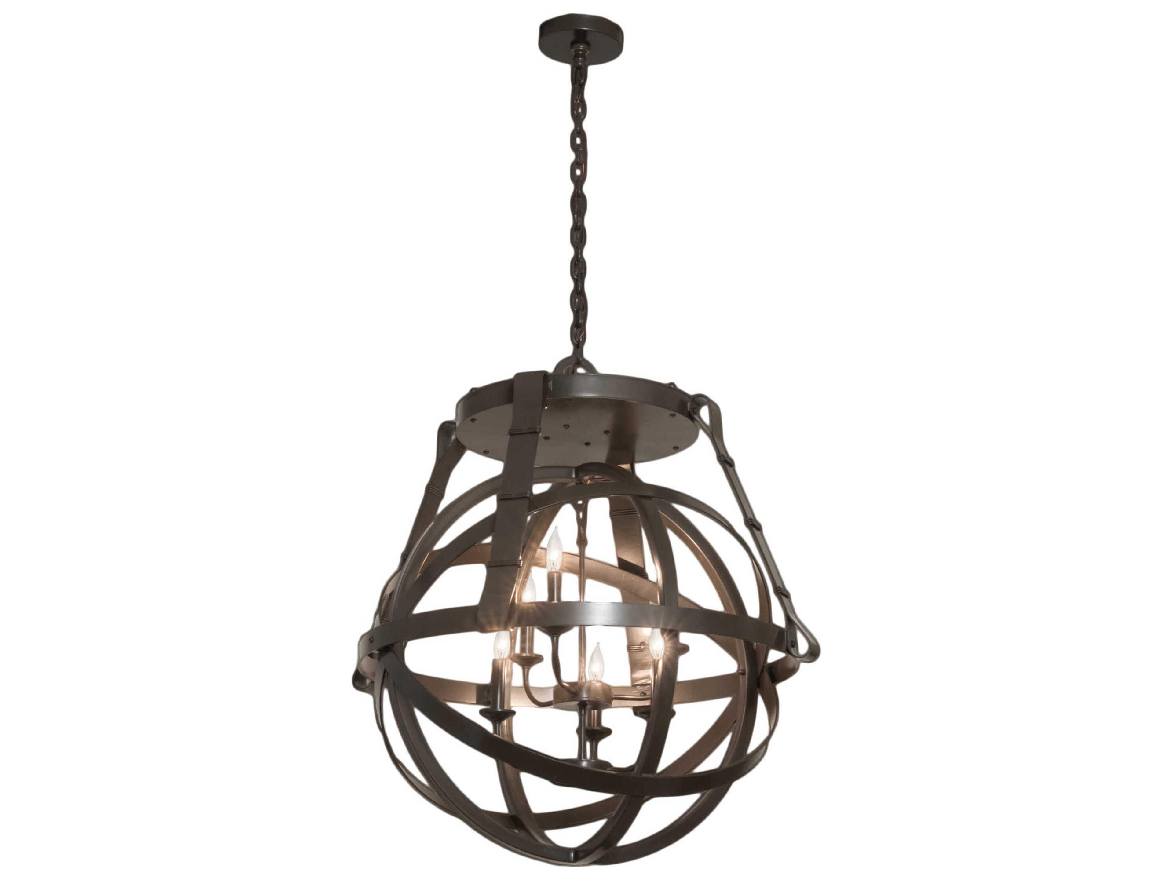 Meyda Gimbal 6-Light Timeless Bronze Candelabra Globe Chandelier