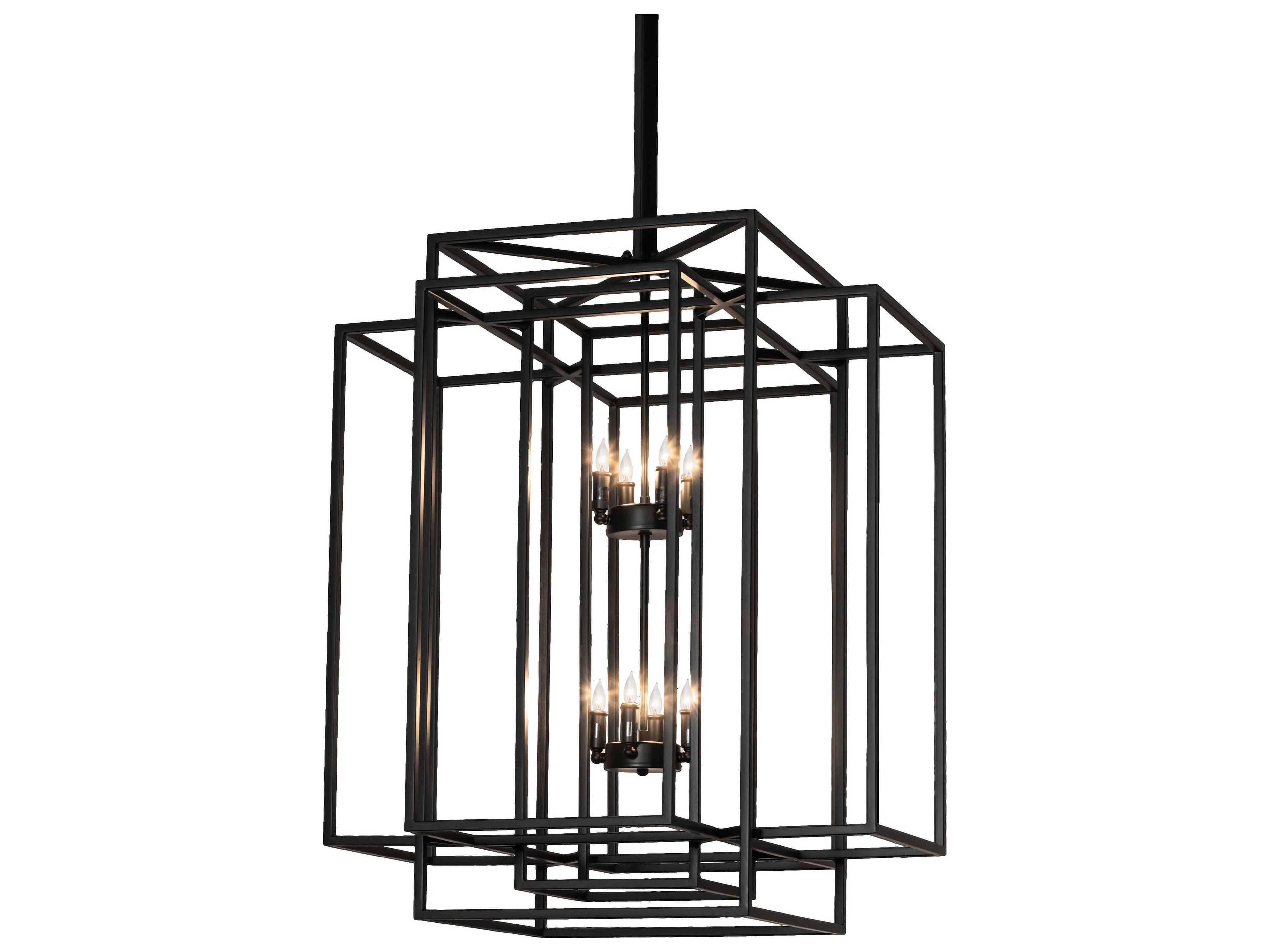Meyda Kitzi Box 8-Light Black Geometric Pendant