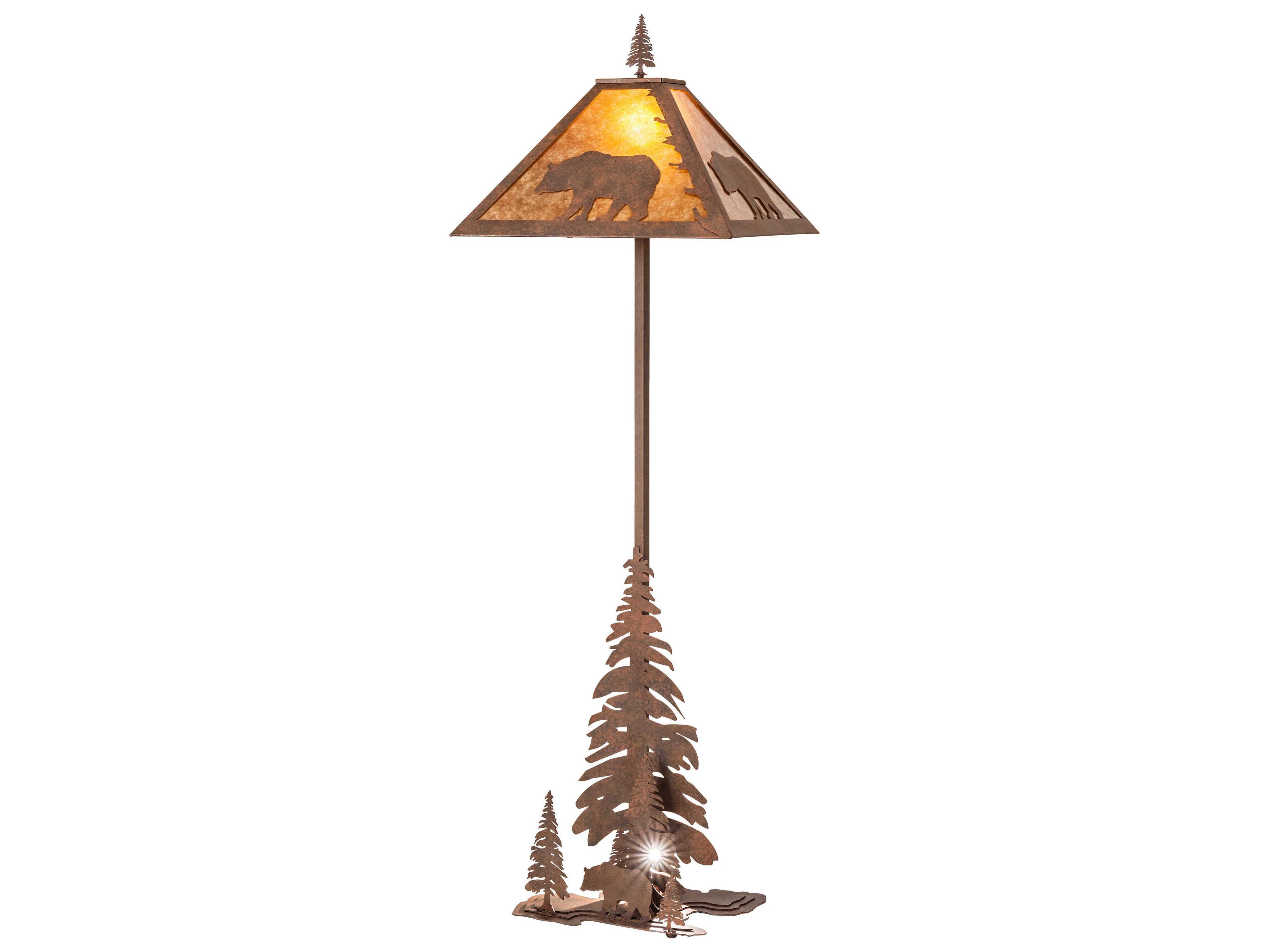 Meyda Lone Bear Rust Bronze Glass Floor Lamp