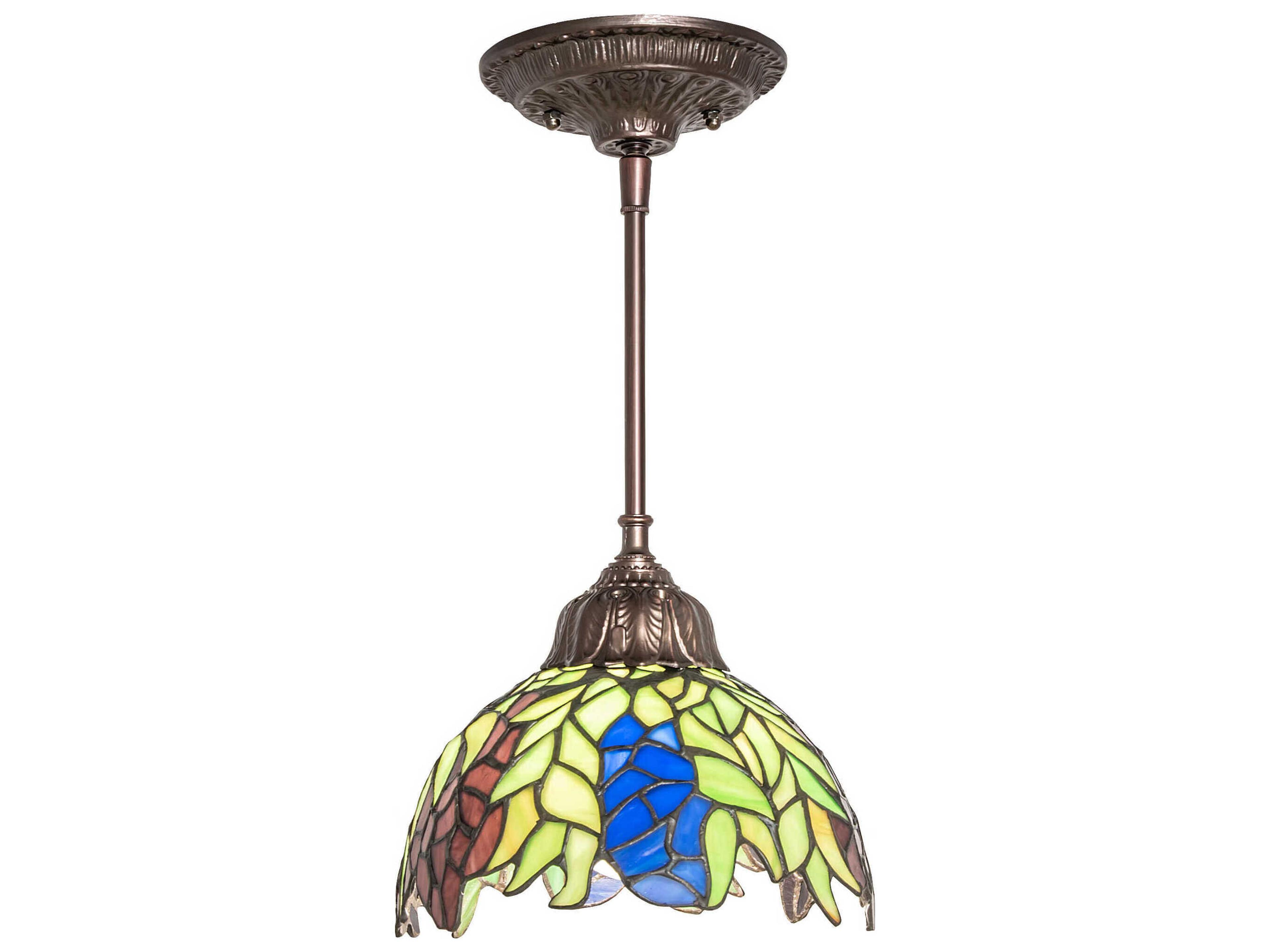 Meyda Tiffany Honey Locust 1-Light Steel Glass Dome Mini Pendant