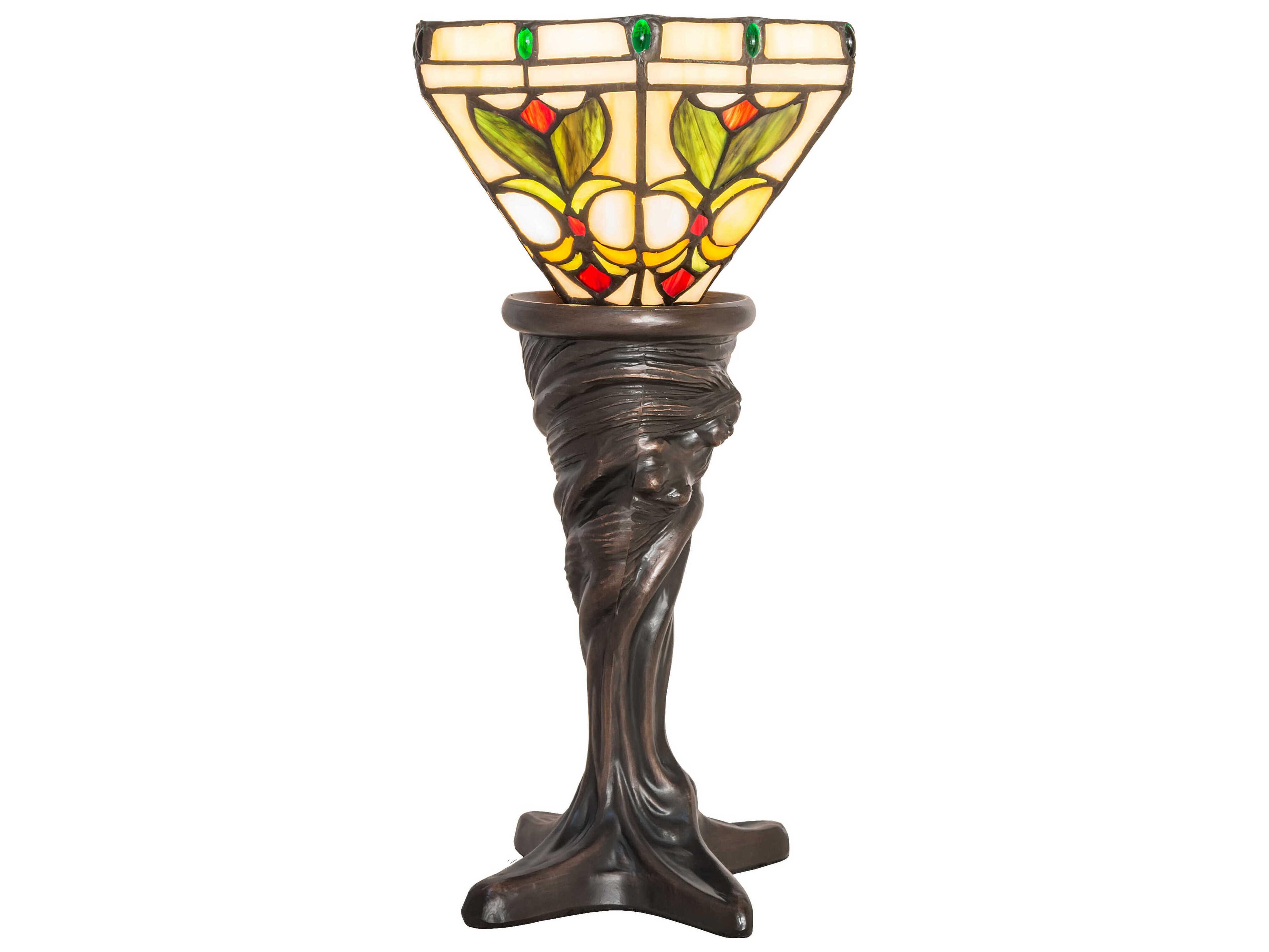 Meyda Middleton Mahogany Bronze Glass Tiffany Table Lamp