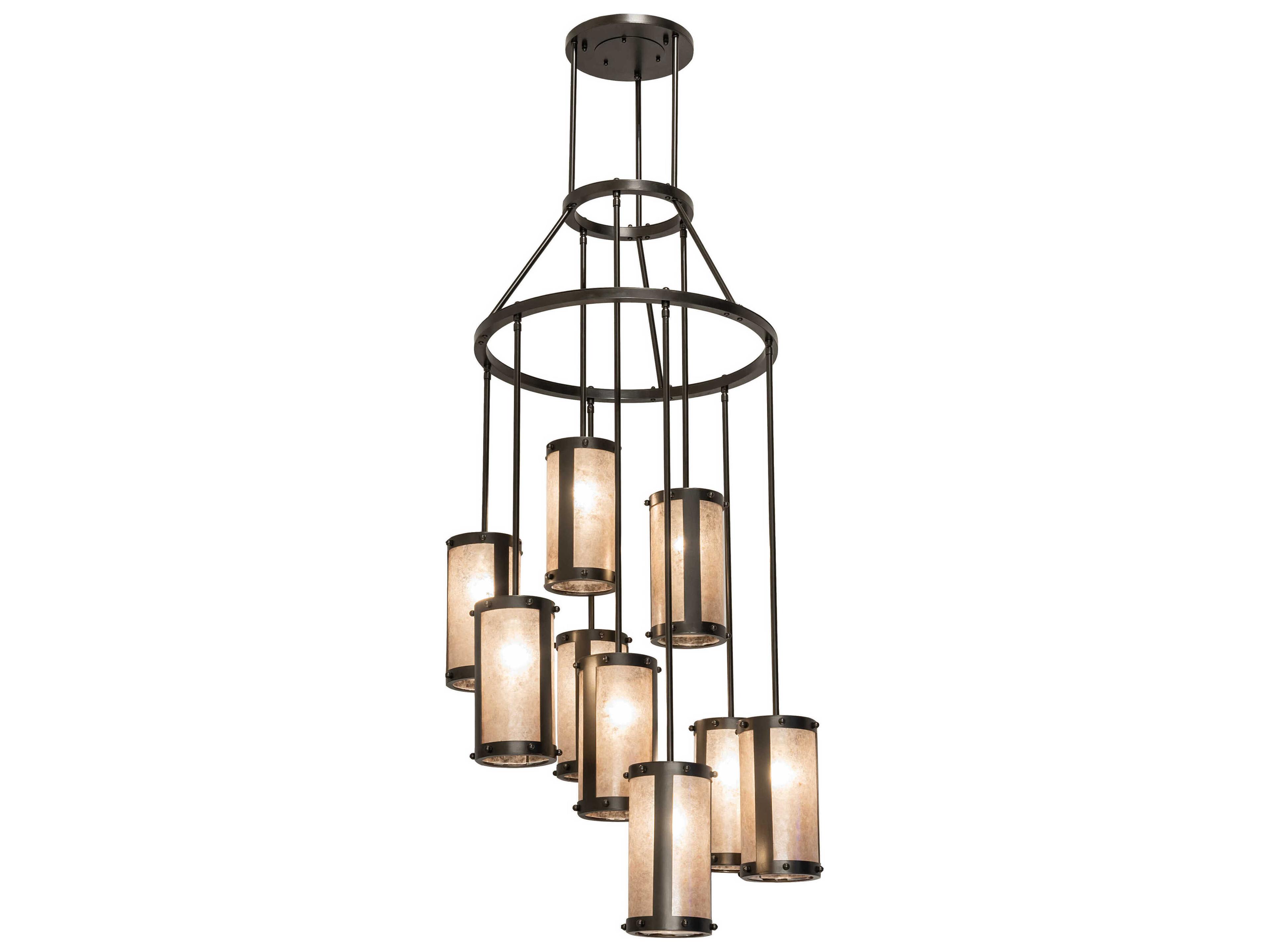 Meyda Cartier 9-Light Oil Rubbed Bronze Glass Cylinder Chandelier