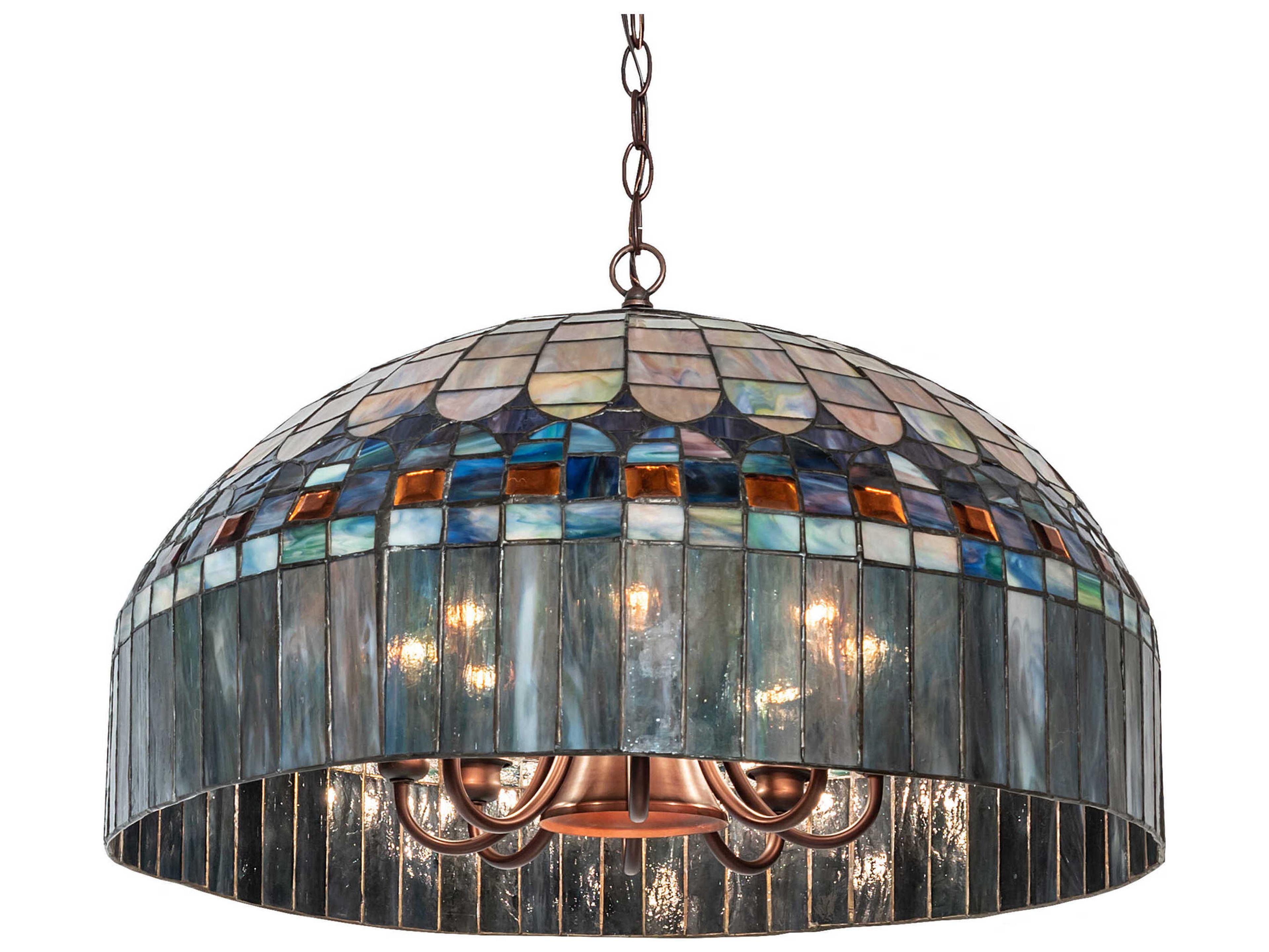 Meyda Tiffany Candice 8 1-Light Mahogany Bronze Glass Dome Chandelier