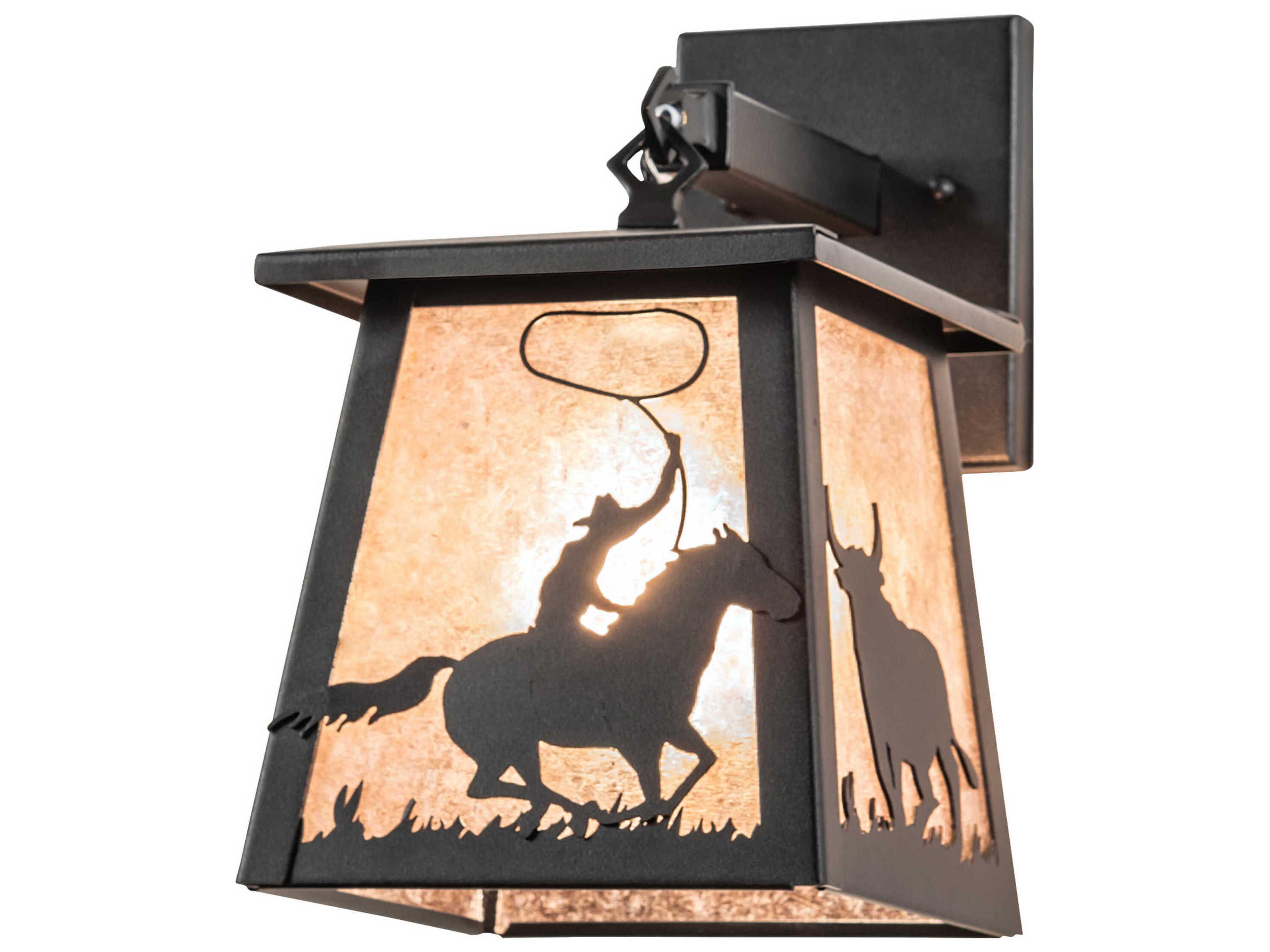 Meyda Cowboy 1-Light Black Glass Wall Sconce