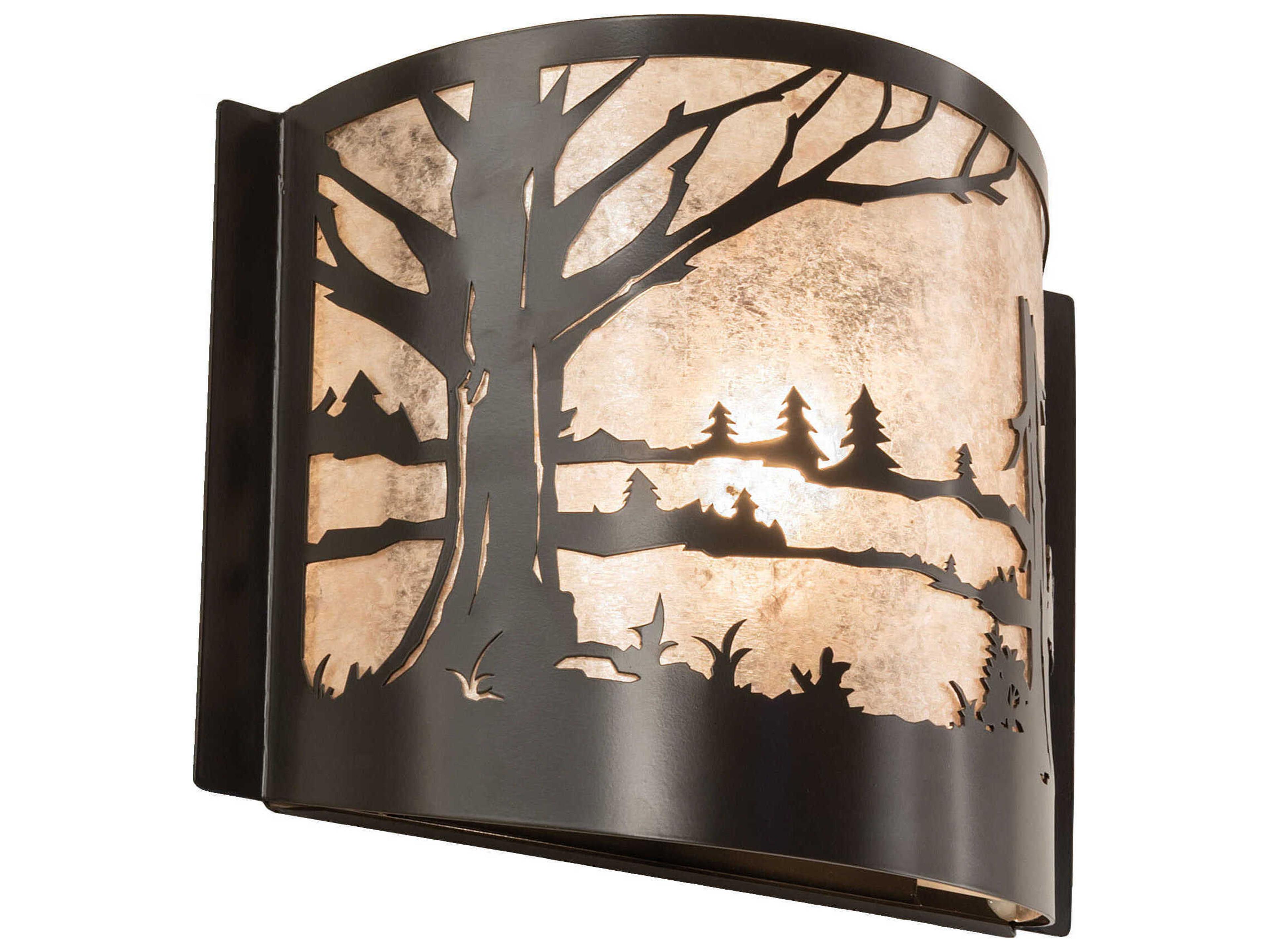Meyda Quiet Pond 1-Light Timeless Bronze Glass Wall Sconce