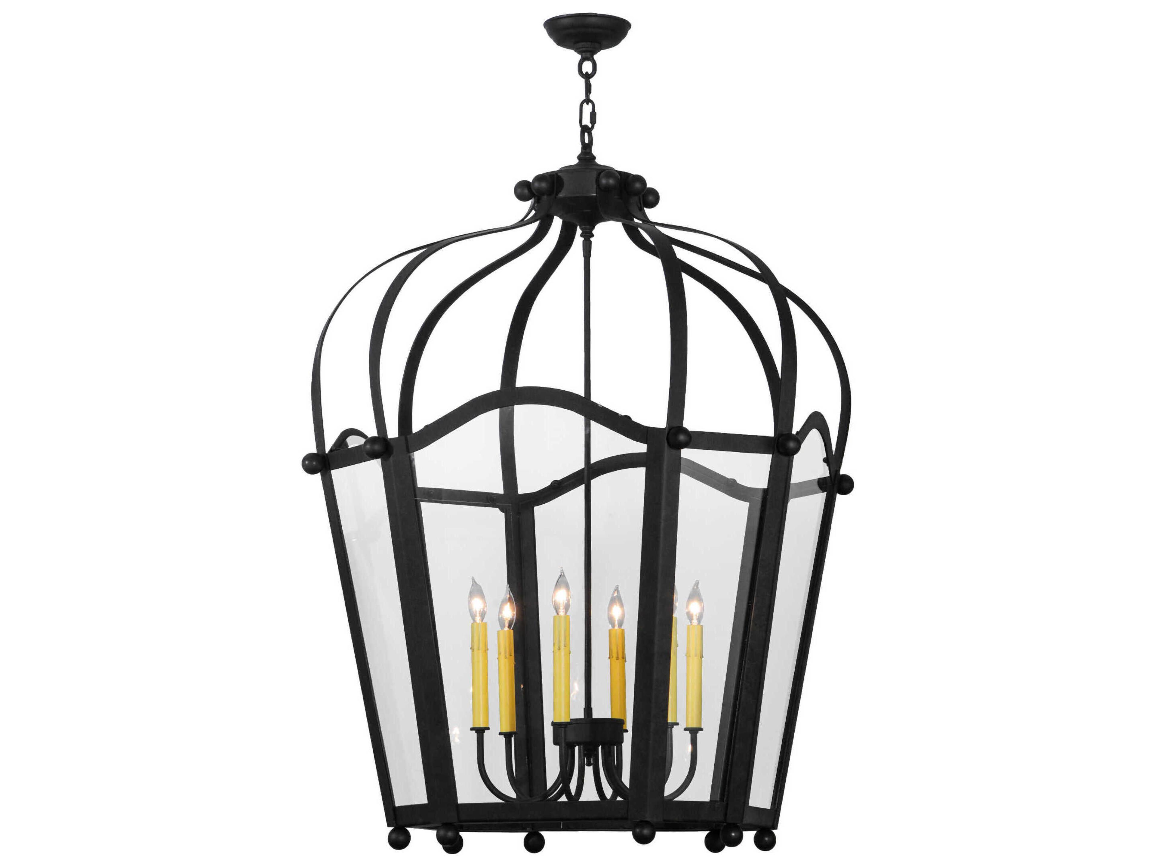 Meyda Citadel 6-Light Black Glass Candelabra Chandelier