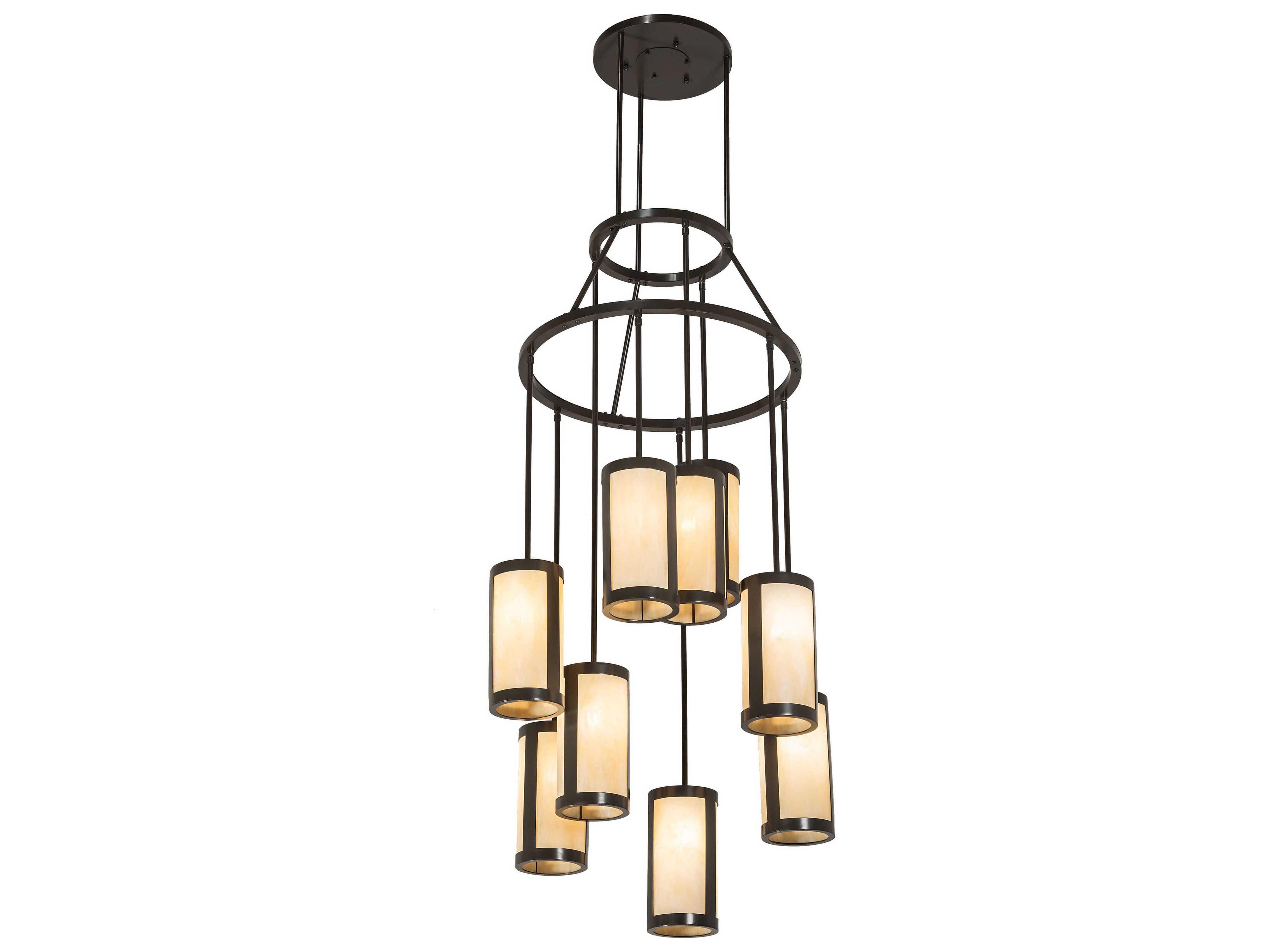Meyda Cartier 9-Light Timeless Bronze Cylinder Chandelier