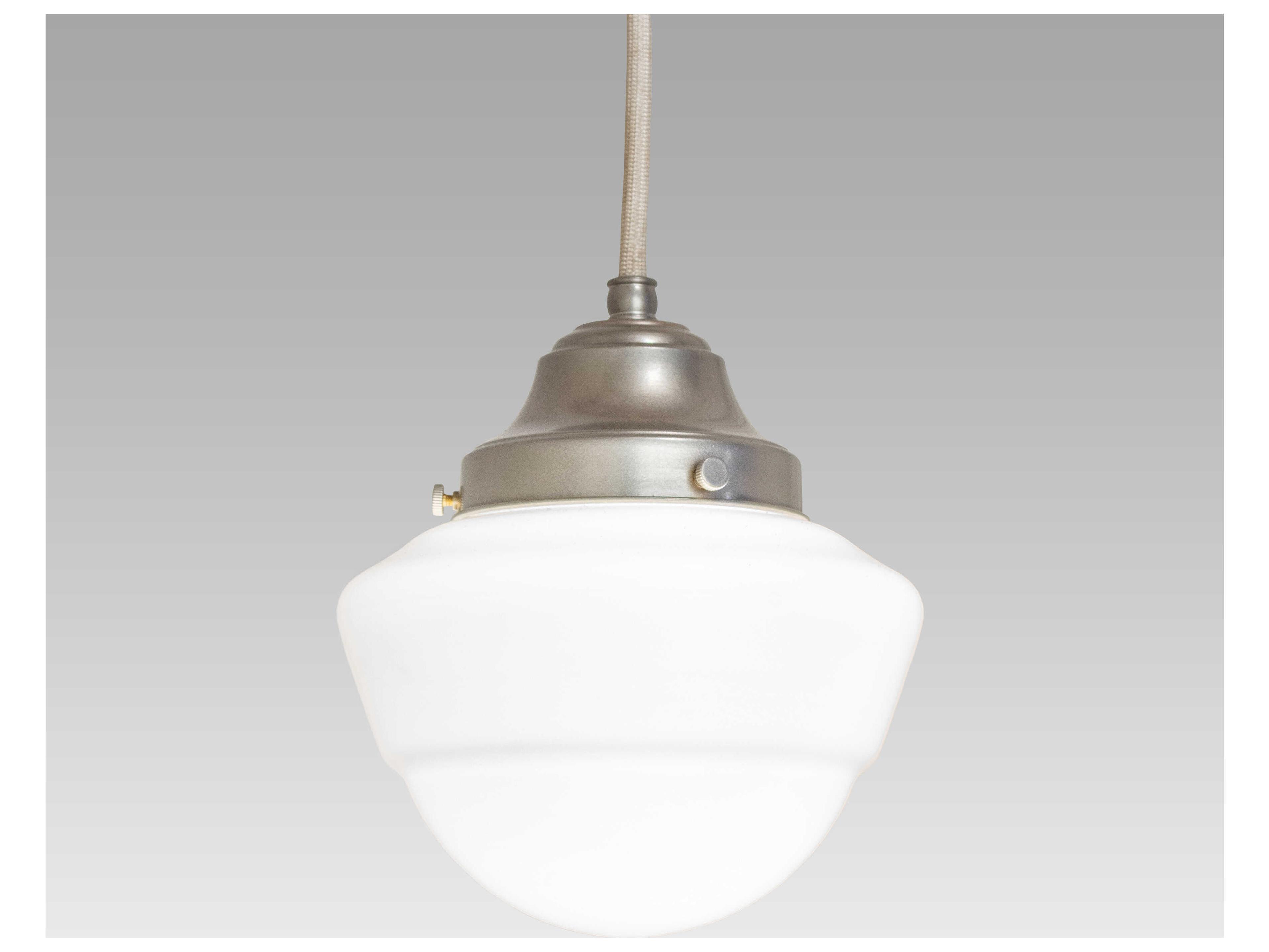 Meyda Revival Schoolhouse 1-Light Nickel Glass Mini Pendant