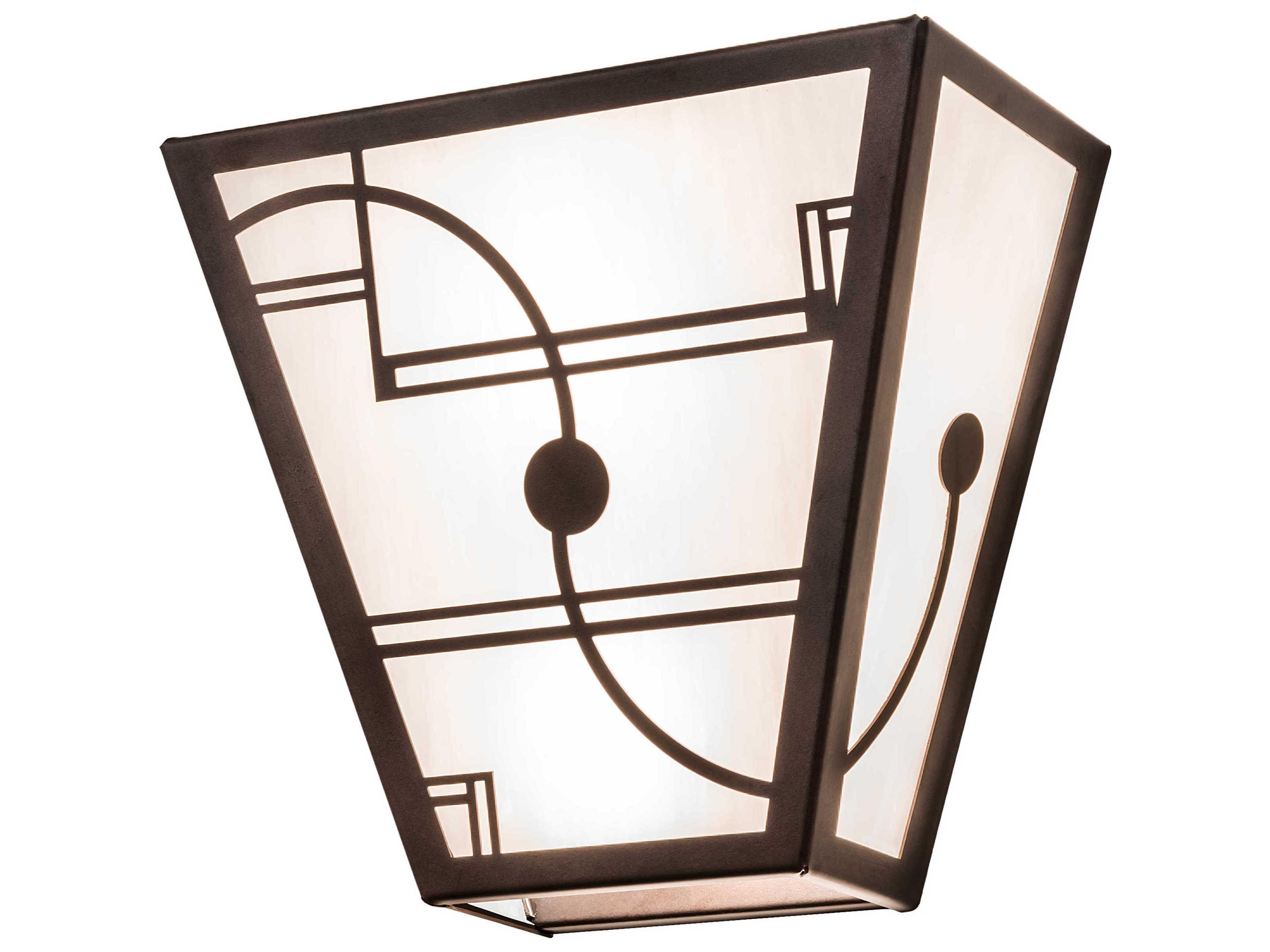 Meyda Revival Deco 2-Light Mahogany Bronze White Glass Wall Sconce