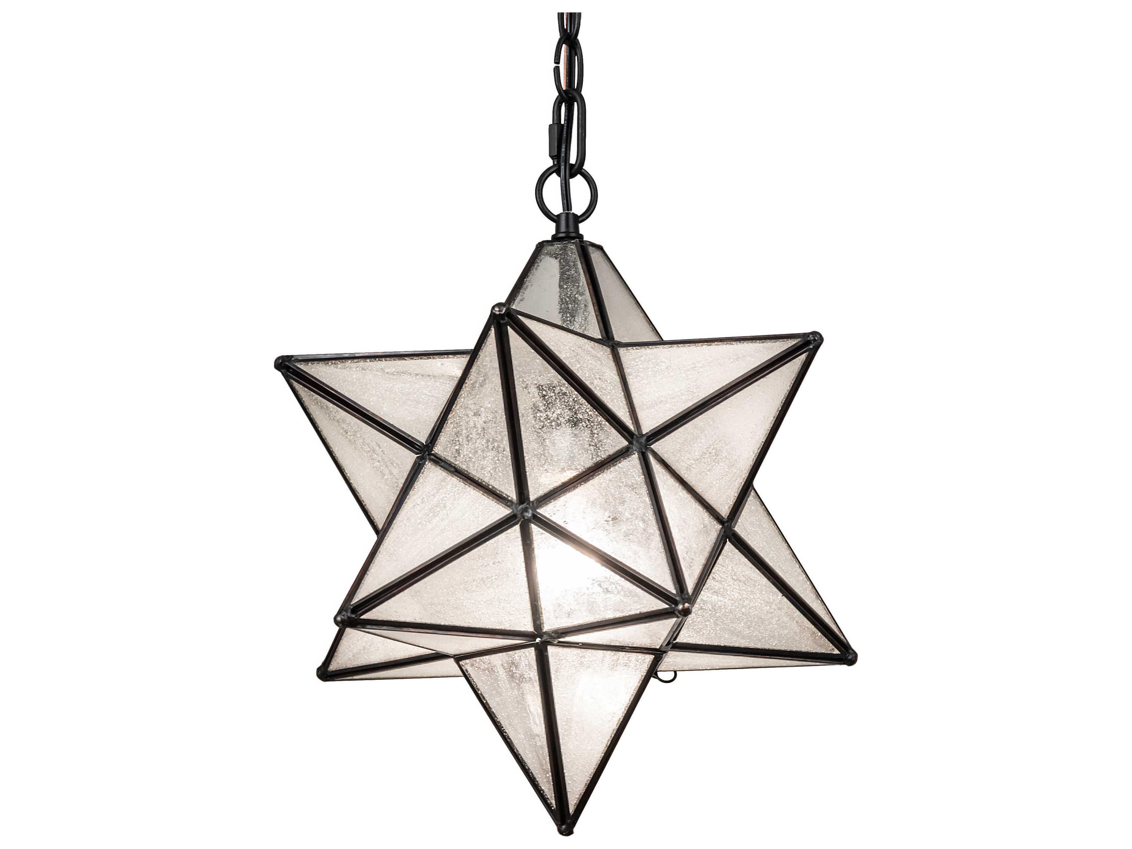 Meyda Moravian Star 1-Light Black Glass Geometric Mini Pendant