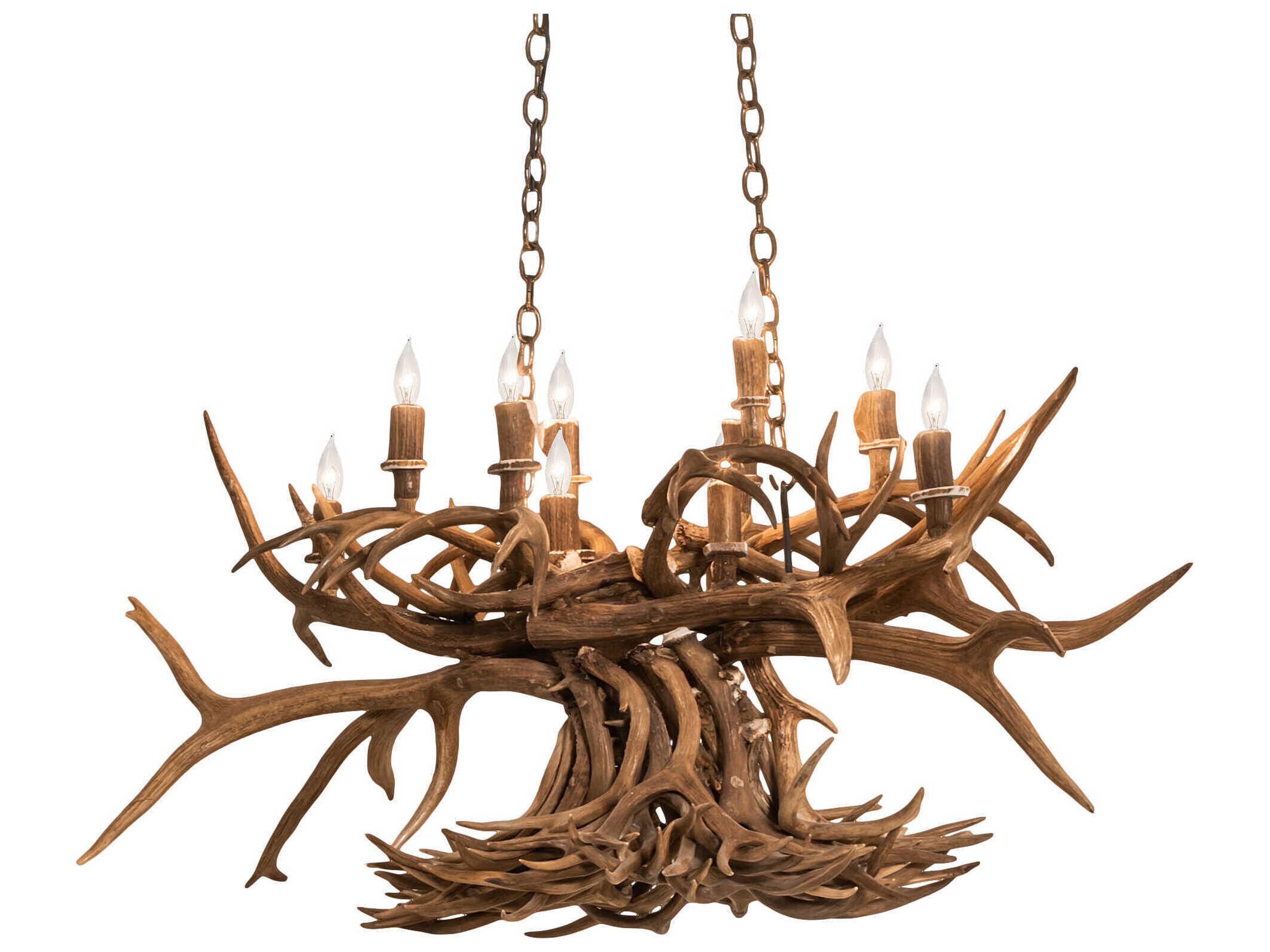 Meyda Antlers 10-Light Antique Copper Island Pendant