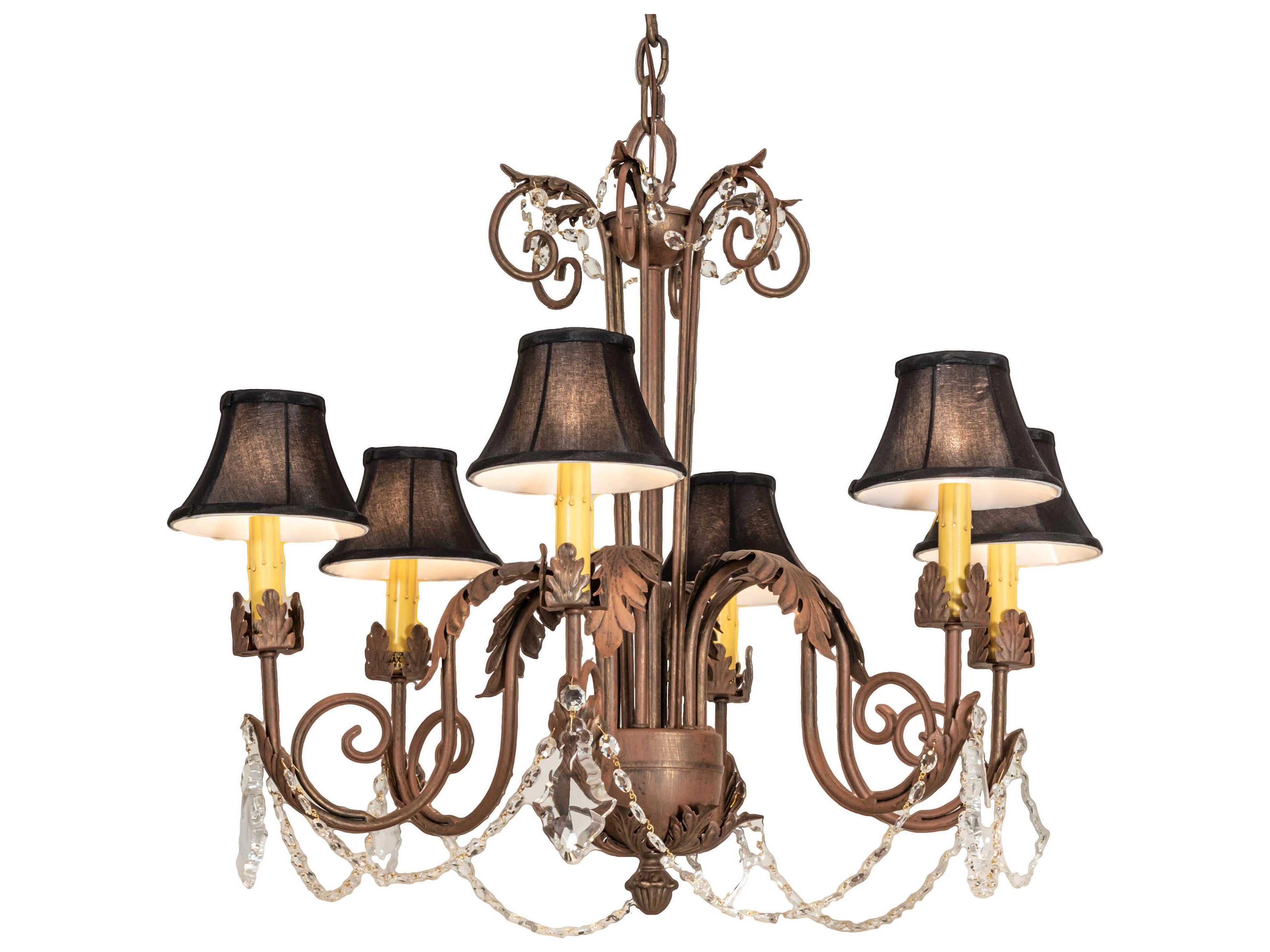 Meyda Lindsay 6-Light Black Crystal Candelabra Empire Chandelier