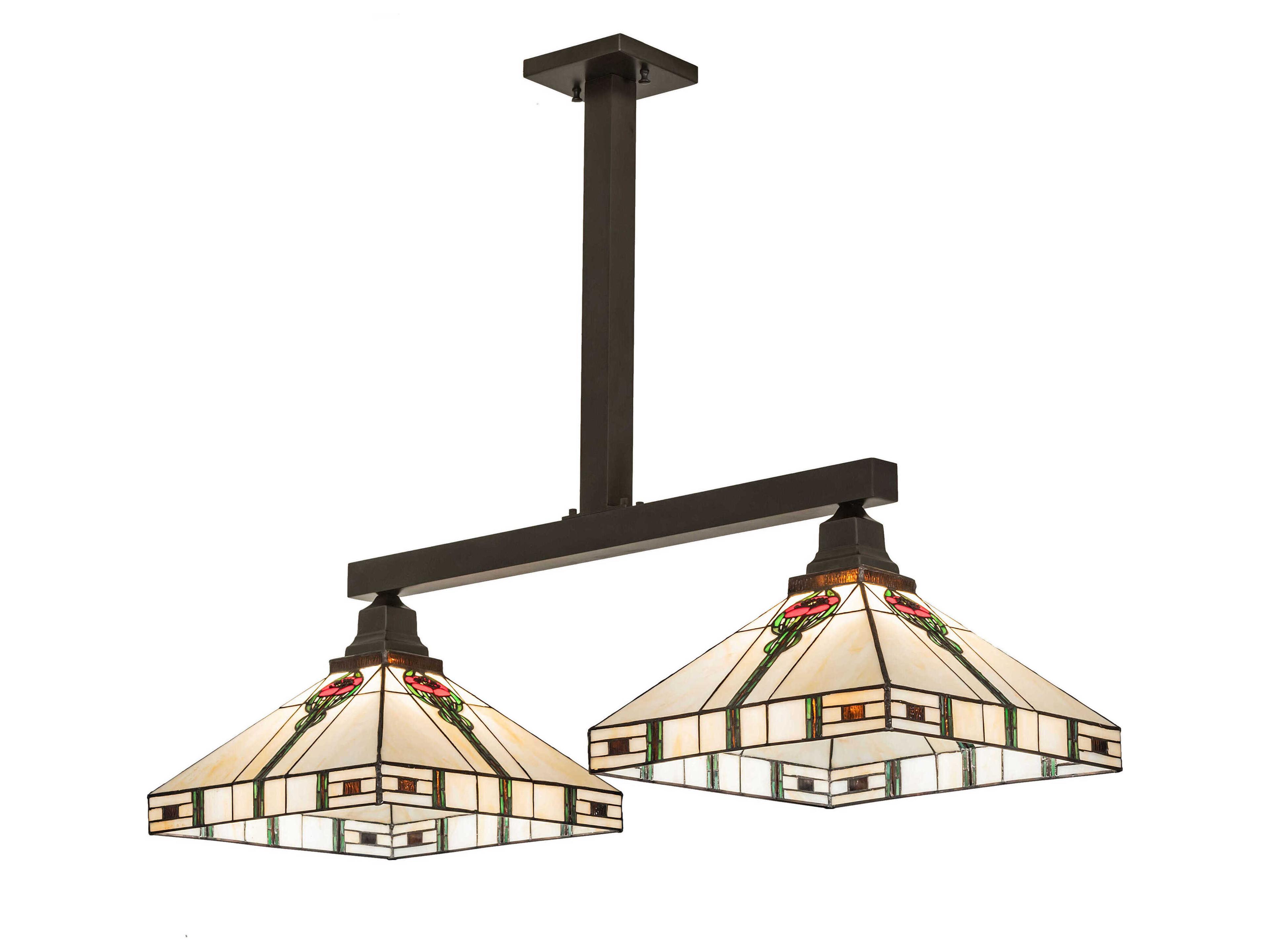 Meyda 2-Light Craftsman Brown Glass Tiffany Island Pendant